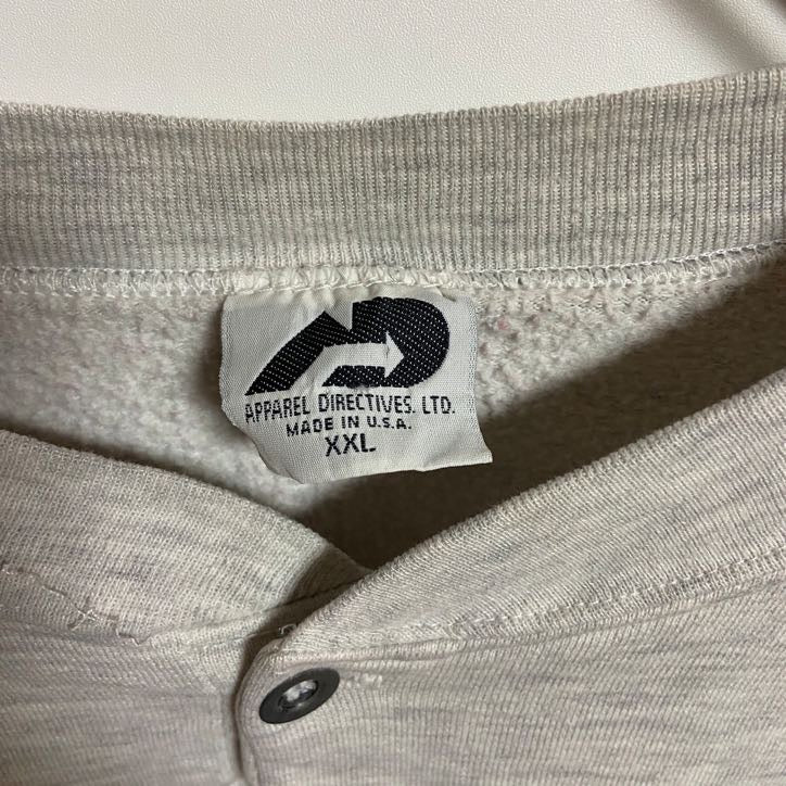 古着 used APPAREL DIRECTIVES 長袖ハーフボタンスウェット トレーナー ツートーン USA製 2XLサイズ