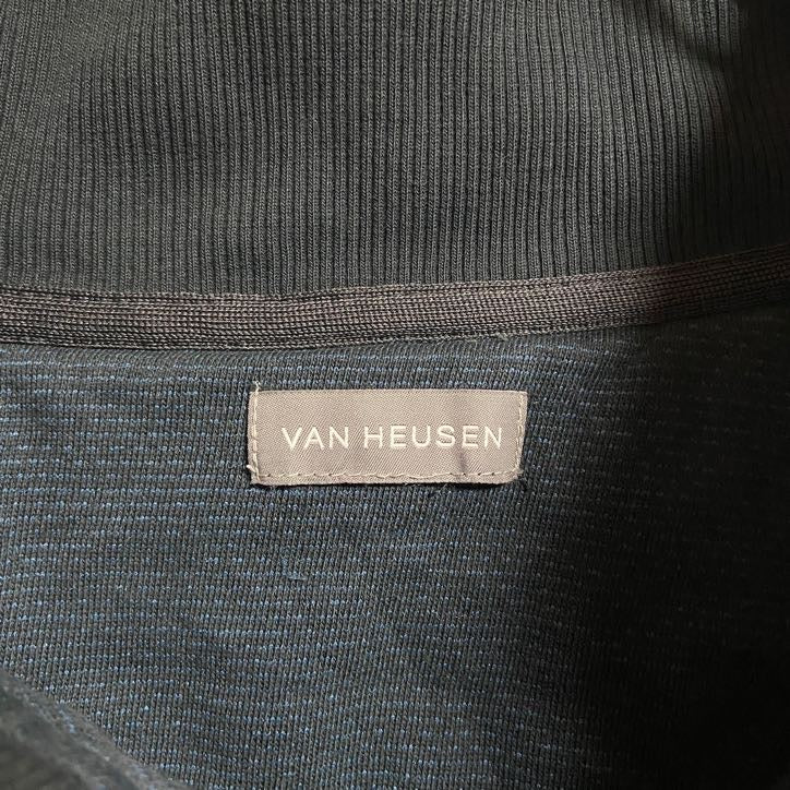 古着 used VANHEUSN ヴァンヒューゼン 長袖ハーフボタンスウェット トレーナー ハイネック ネイビー 秋冬服