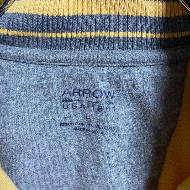古着 used ARROW アロー 長袖ハーフジップスウェット トレーナー ハイネック 黄色 イエロー 秋冬服 Lサイズ