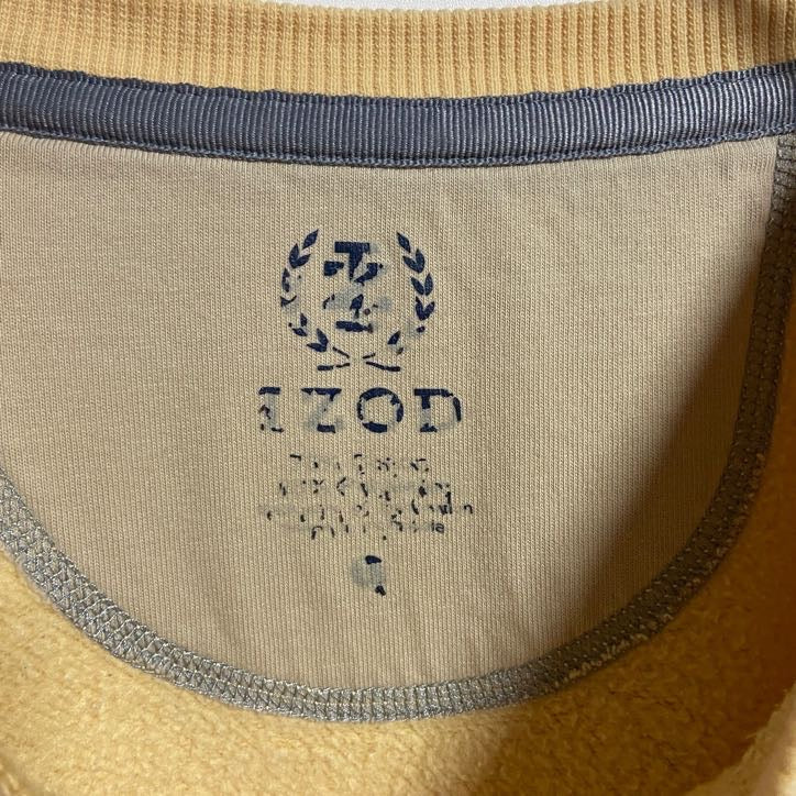 古着 used IZOD アイゾッド 長袖クルーネックスウェット トレーナー ワンポイントロゴ刺繍 黄色 イエロー 秋冬服
