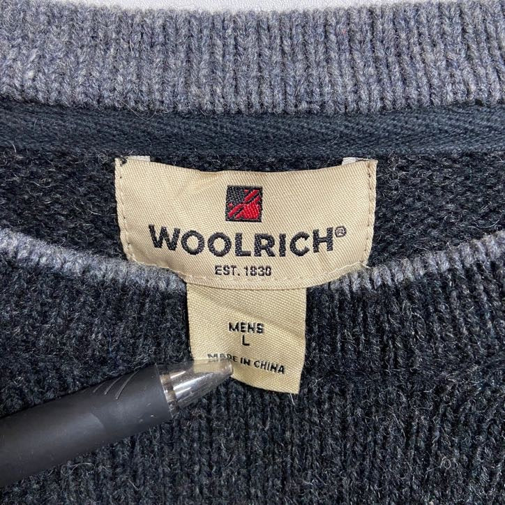 古着 used WOOLRICH ウールリッチ 長袖クルーネック無地ニット セーター シンプル 黒 ブラック 秋冬服 Lサイズ