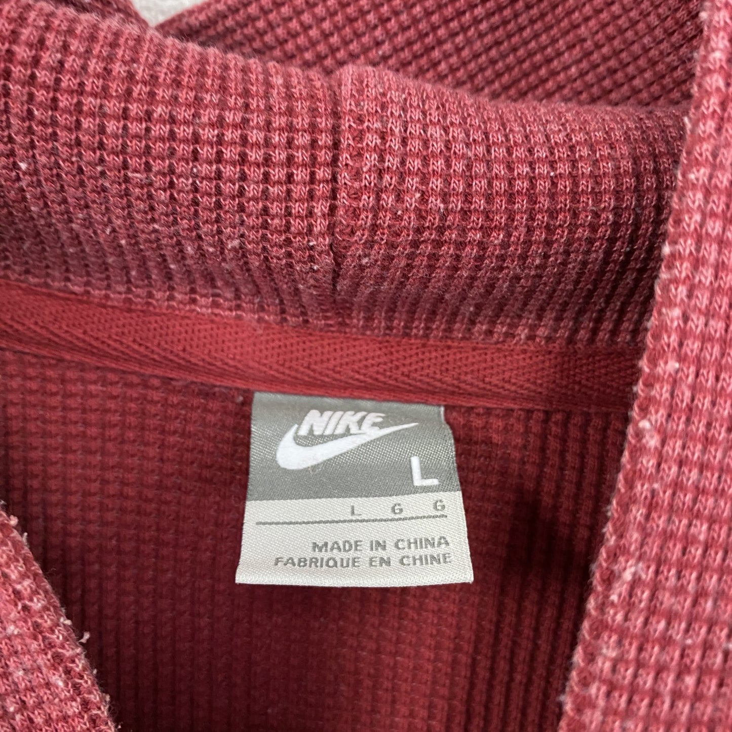 NIKE ナイキ スウェットパーカー/フーディー 前V ワッフル生地 スウッシュ 赤 レッド Lサイズ