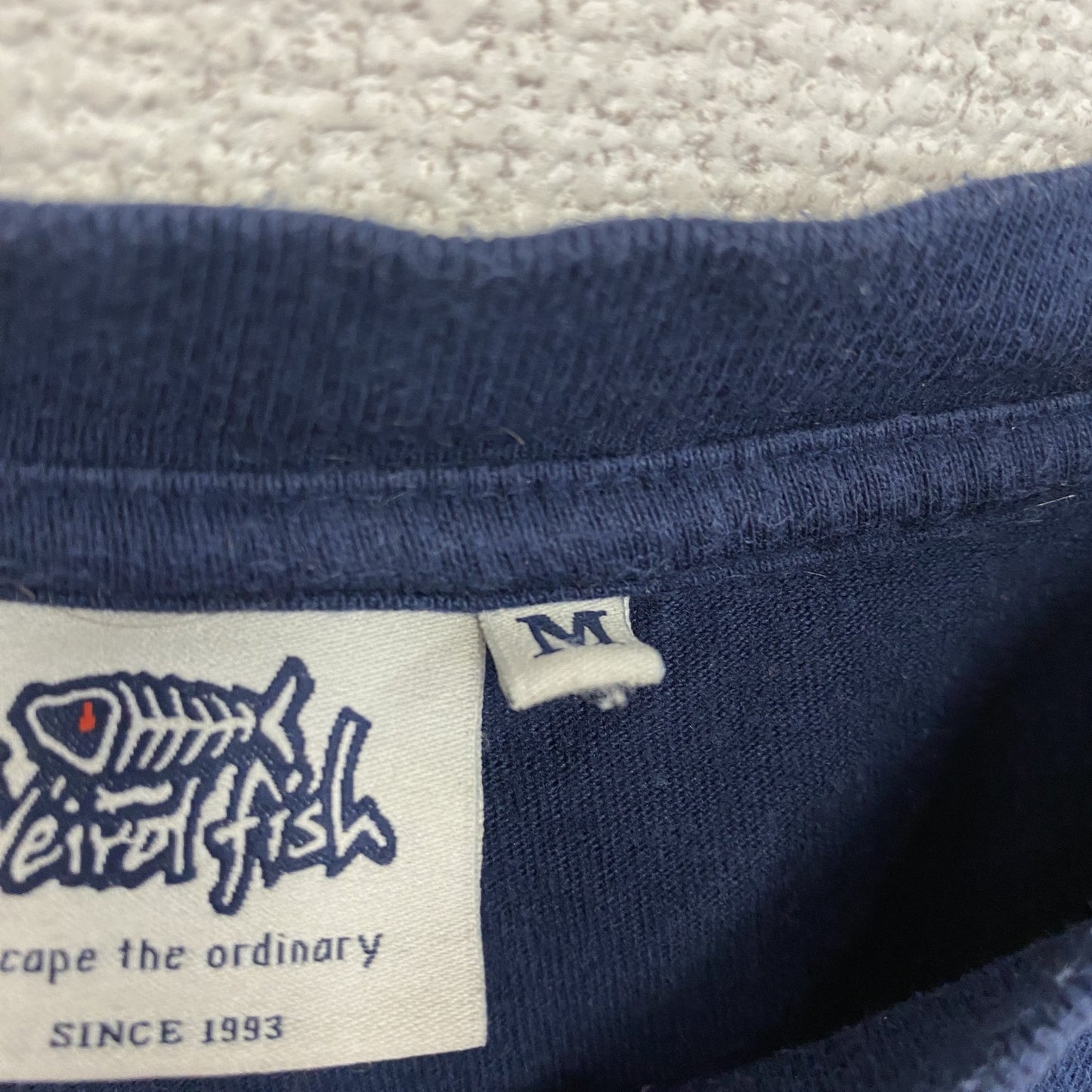~00s Weird fish 半袖プリントTシャツ Game of Prawns ヴィンテージ 紺 ネイビー Mサイズ