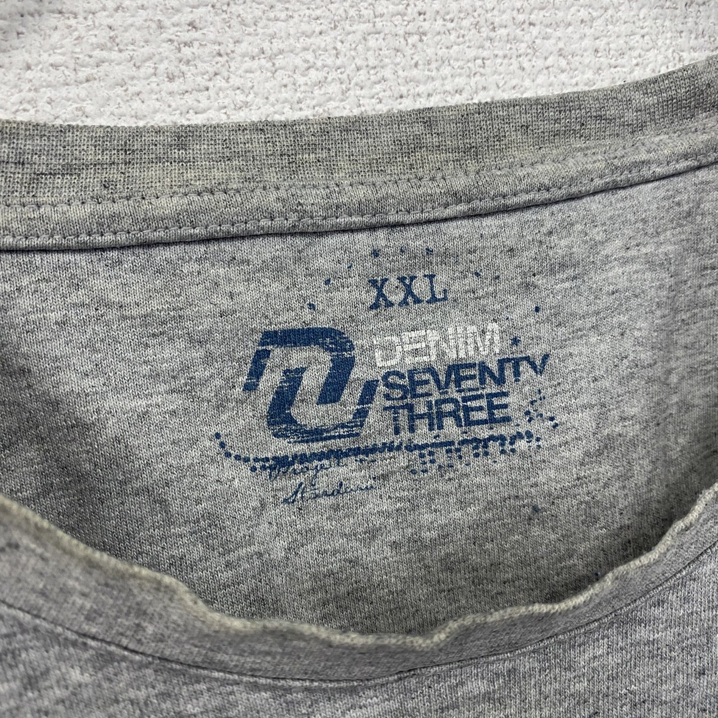 DENIM SEVENTY THREE 半袖プリントTシャツ ロボT 灰色 霜降りグレー 2XLサイズ