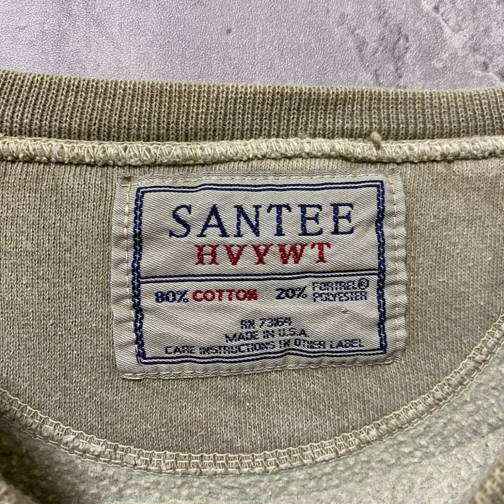 古着 used SANTEE サンティ 長袖刺繍ポイントスウェット ベージュ レトロ Microsoft 秋冬服 Lサイズ