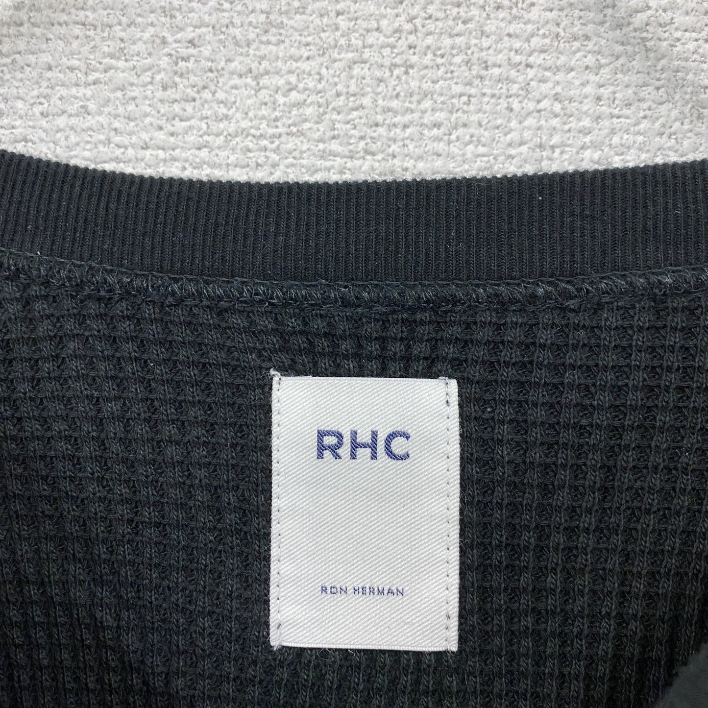 RHC Ron Herman ロンハーマン 長袖Tシャツ/サーマルロンT ワッフル 黒 ブラック Lサイズ
