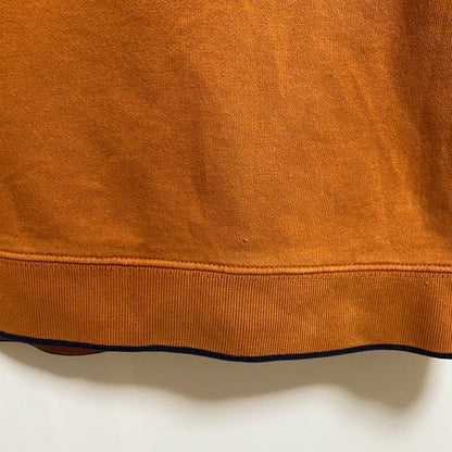 古着 used　長袖アニマル柄刺繍スウェット　トレーナー　鹿　クルーネック　オレンジ　レトロデザイン　個性的　XLサイズ