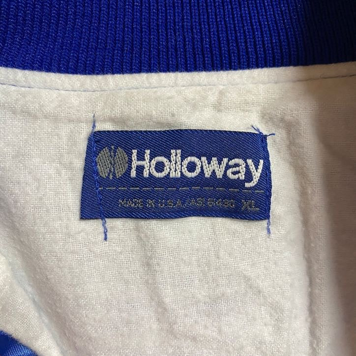 古着 used　Holloway　ホロウェイ　長袖ナイロンスタジャン　ワンポイントプリント　青　ビックシルエット　XLサイズ