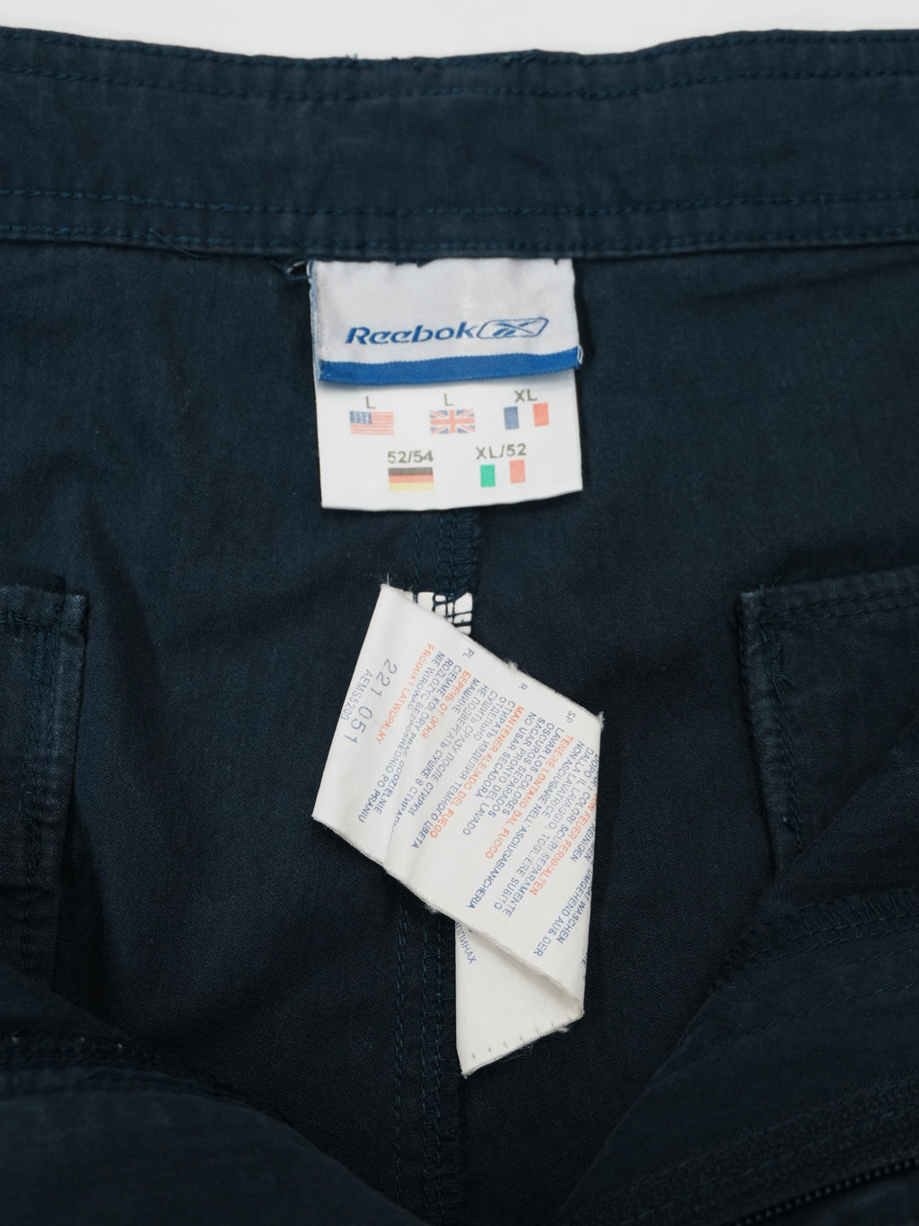 Reebok　リーボック　ワークパンツ　ジップフライ　刺繍ロゴ　紺　ネイビー　Lサイズ