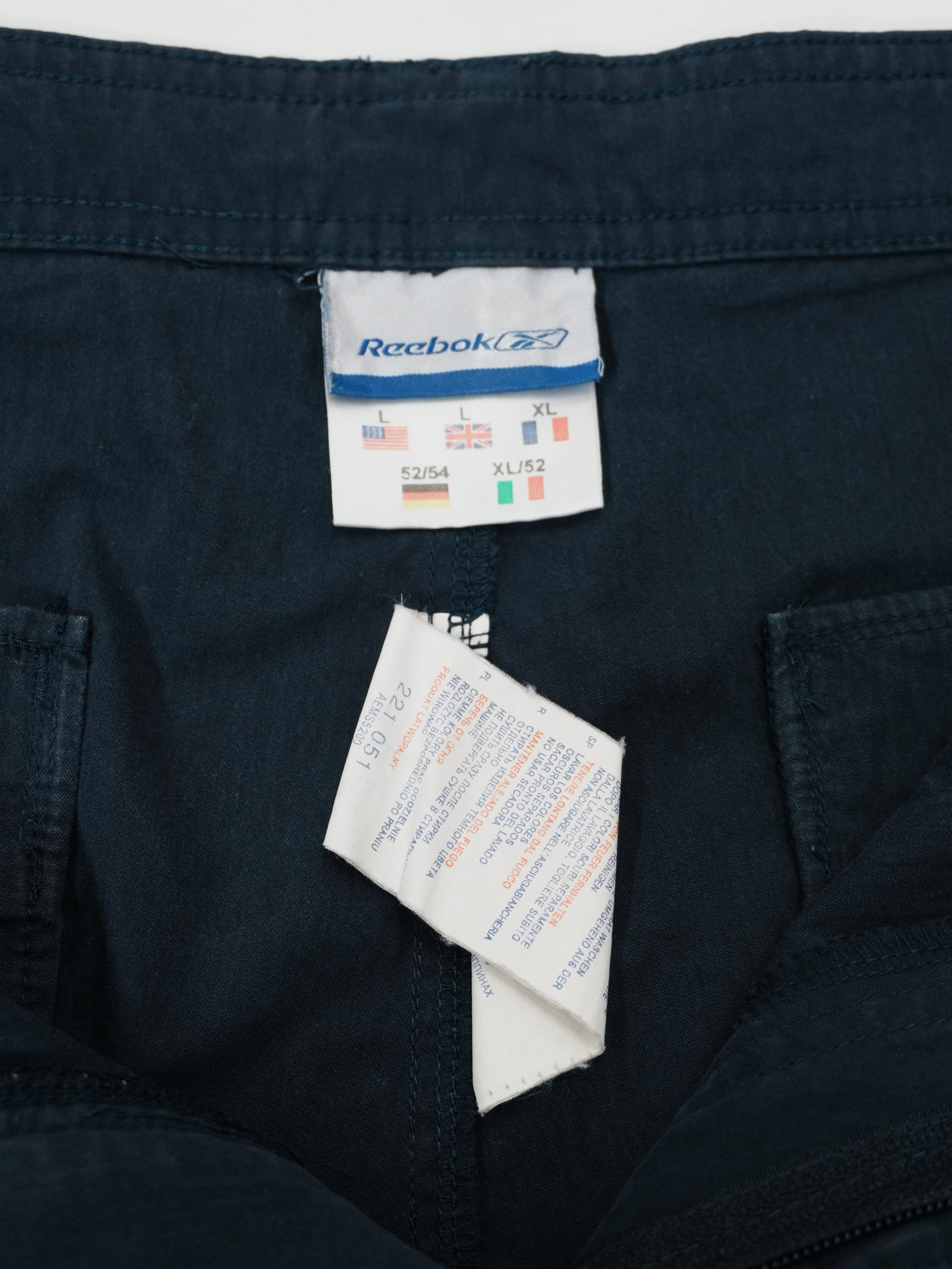 Reebok　リーボック　ワークパンツ　ジップフライ　刺繍ロゴ　紺　ネイビー　Lサイズ