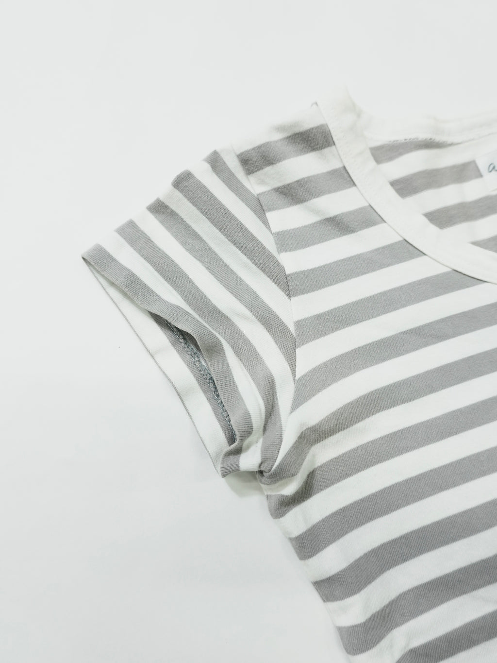 agnes b.　アニエスベー　半袖Tシャツ　ボーダー柄　バイカラー　白　ホワイト　灰色　グレー