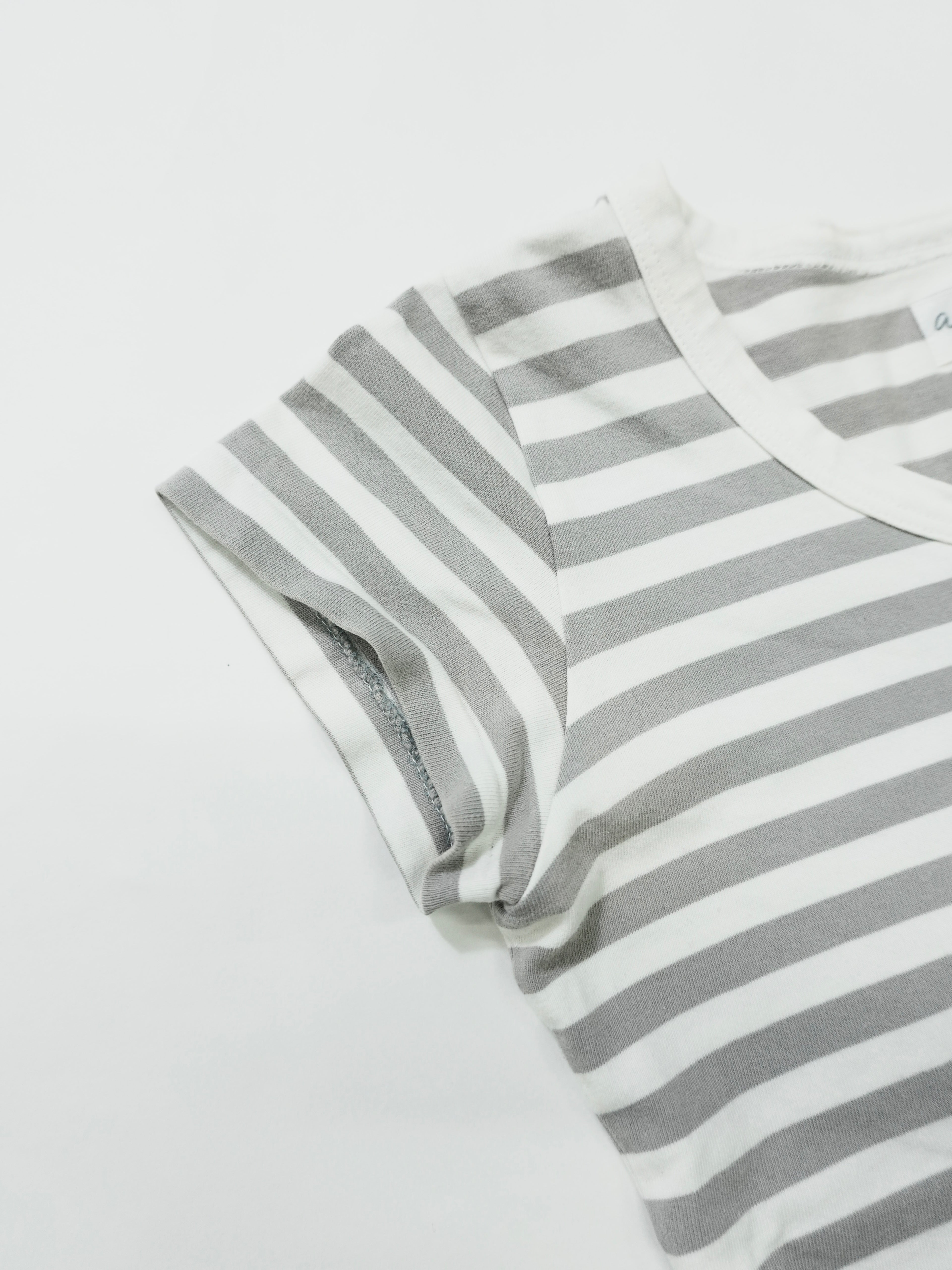 agnes b.　アニエスベー　半袖Tシャツ　ボーダー柄　バイカラー　白　ホワイト　灰色　グレー