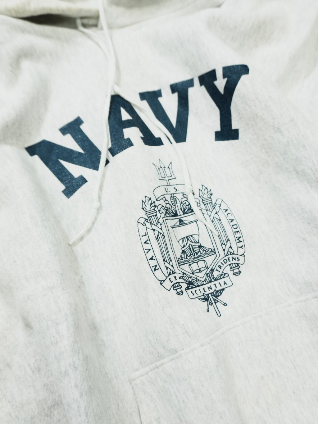 90s　U.S. NAVAL ACADEMY STORE　スウェットパーカー/フーディー　NAVY　霜降りグレー　