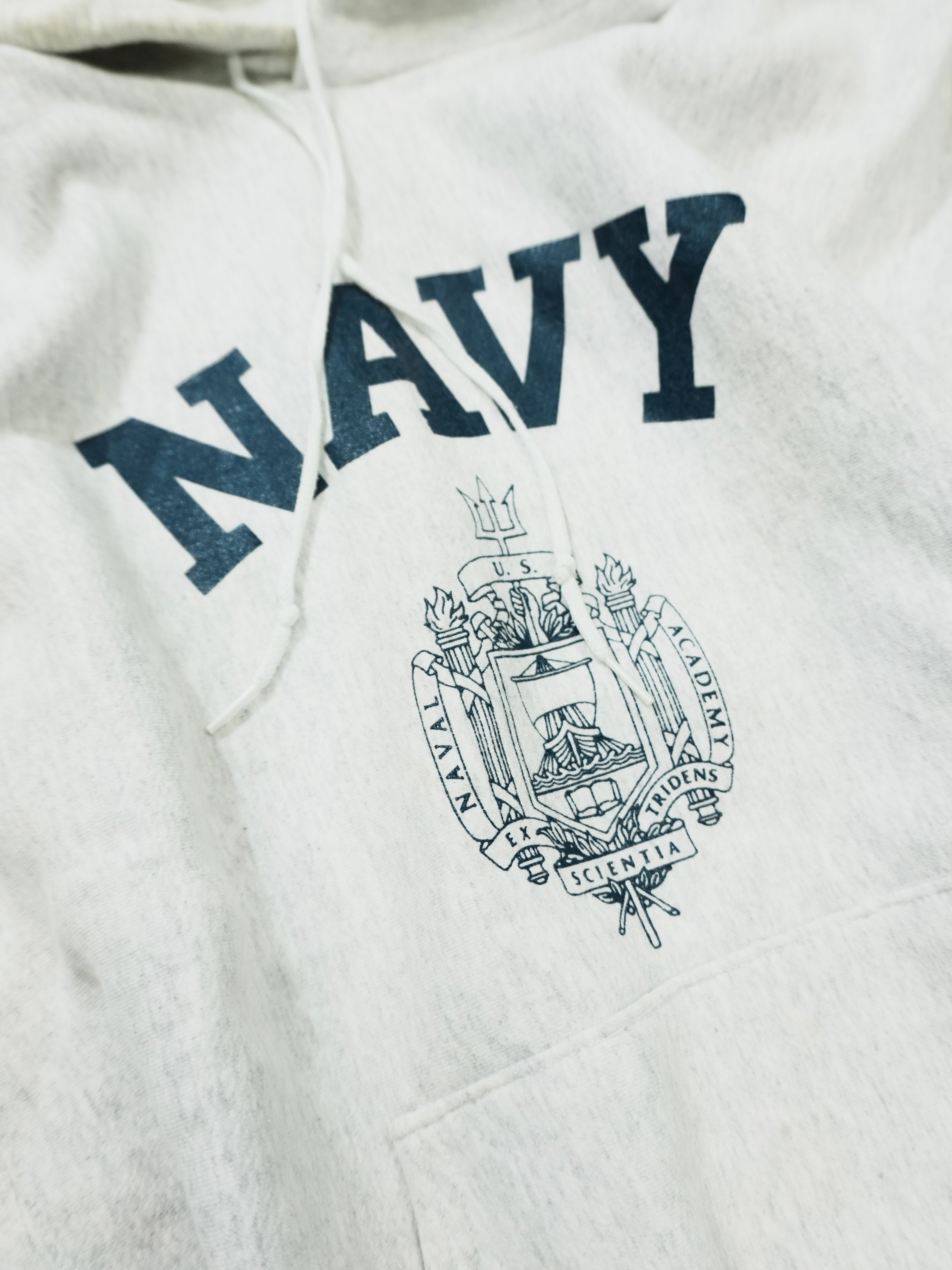 90s　U.S. NAVAL ACADEMY STORE　スウェットパーカー/フーディー　NAVY　霜降りグレー　