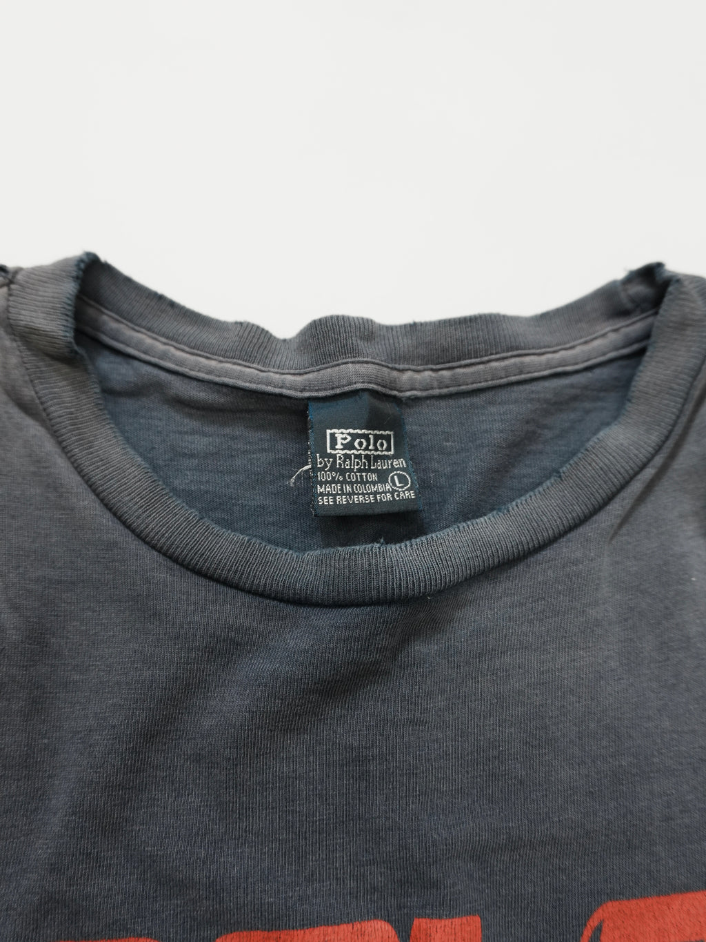 Polo by Ralph Lauan　ラルフローレン　半袖プリントTシャツ　フェード　紺　ネイビー　Lサイズ
