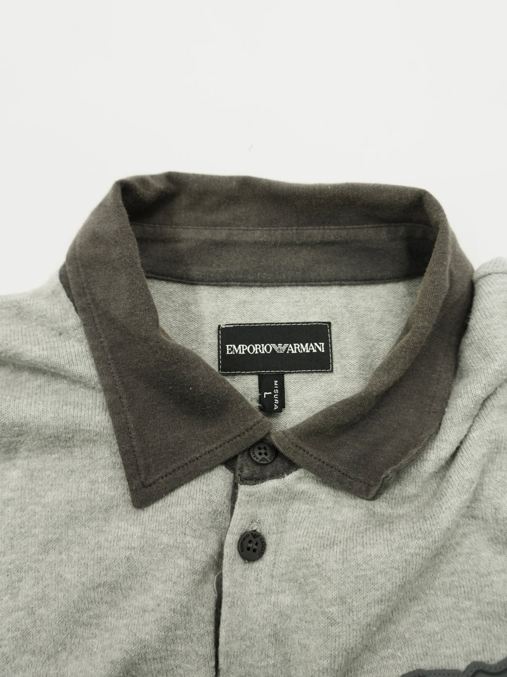 EMPORIO ARMANI　エンポリオアルマーニ　長袖ポロシャツ/ラガーシャツ　グレー　Lサイズ
