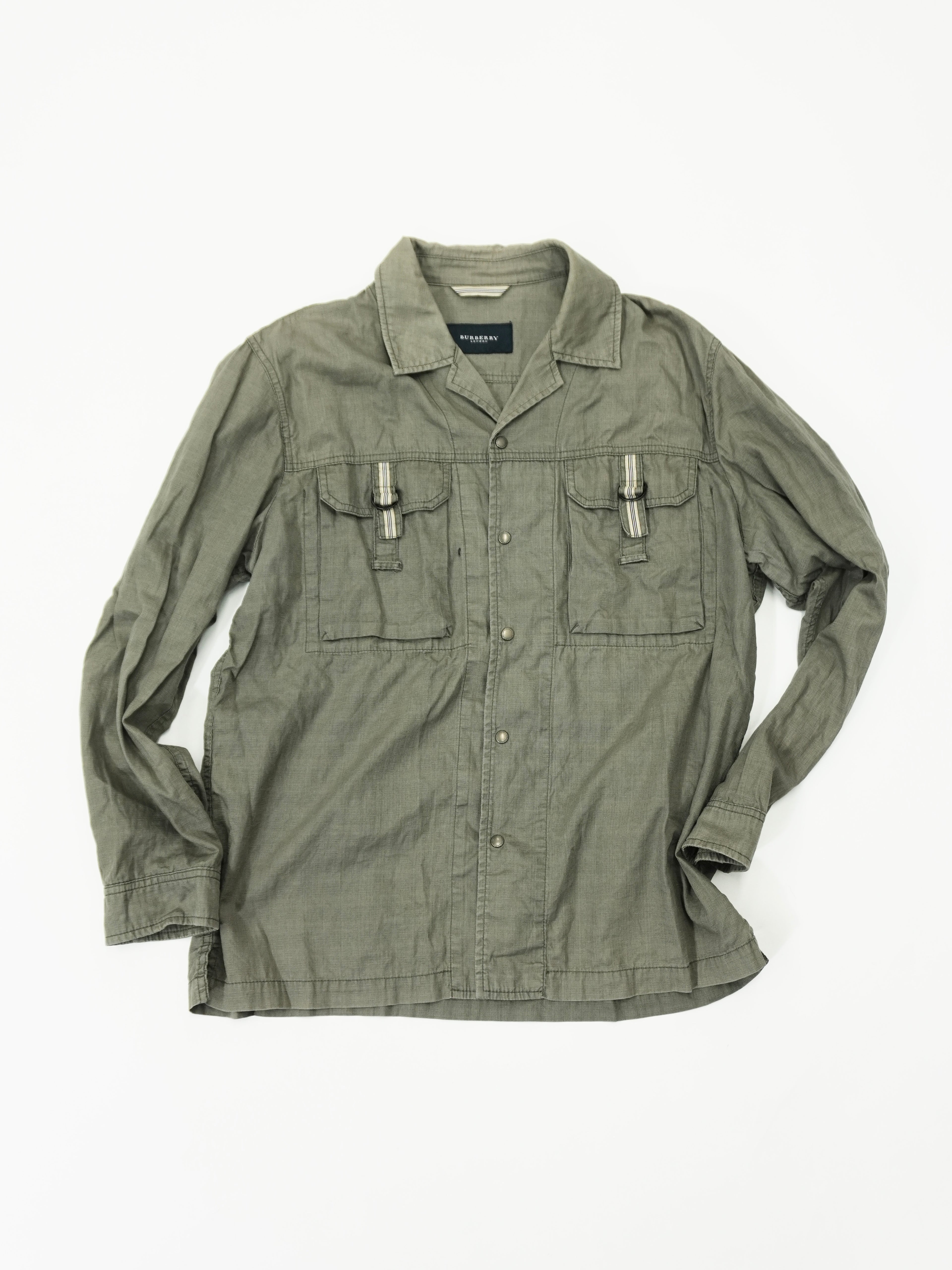 BURBERRY　バーバリー　長袖ミリタリーシャツジャケット　カーキ　