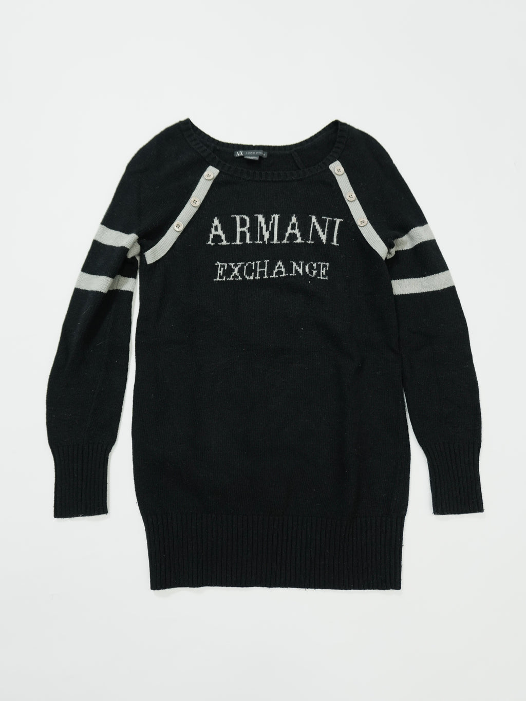 ARMANI EXCHANGE　アルマーニ エクスチェンジ　コットン二ットセーター　デカロゴ　黒　ブラック　Mサイズ　