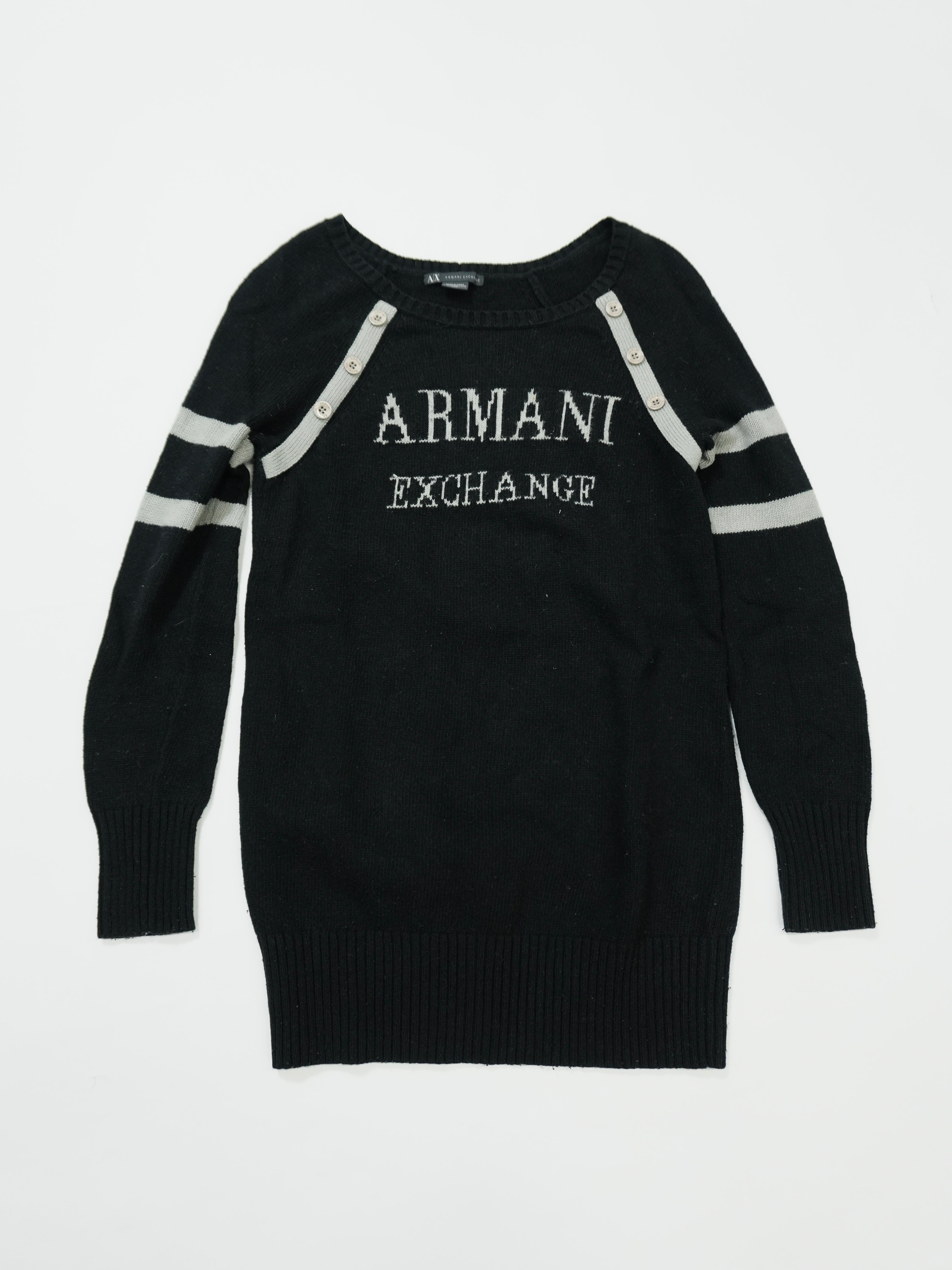 ARMANI EXCHANGE　アルマーニ エクスチェンジ　コットン二ットセーター　デカロゴ　黒　ブラック　Mサイズ　