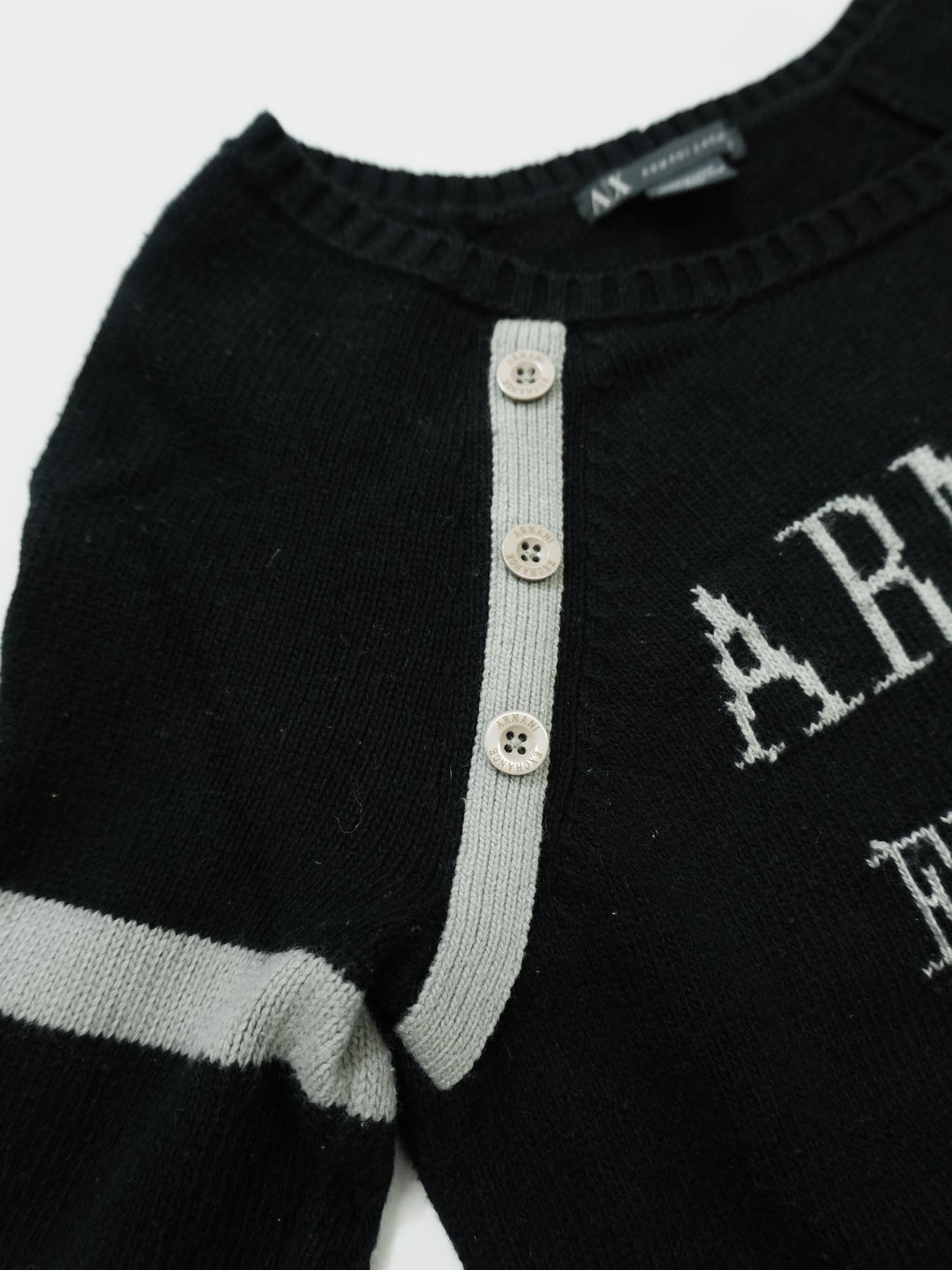 ARMANI EXCHANGE　アルマーニ エクスチェンジ　コットン二ットセーター　デカロゴ　黒　ブラック　Mサイズ　