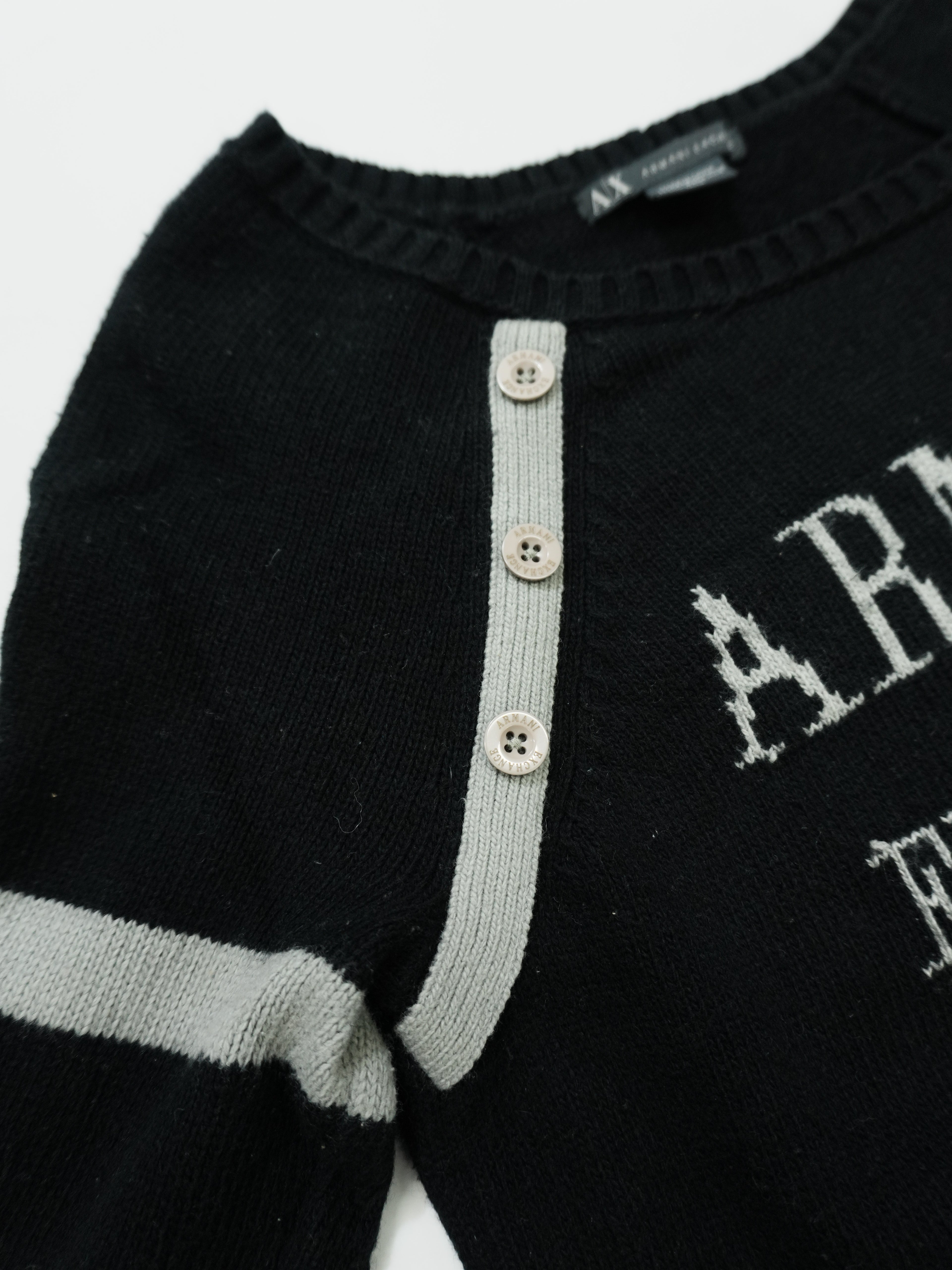 ARMANI EXCHANGE　アルマーニ エクスチェンジ　コットン二ットセーター　デカロゴ　黒　ブラック　Mサイズ　