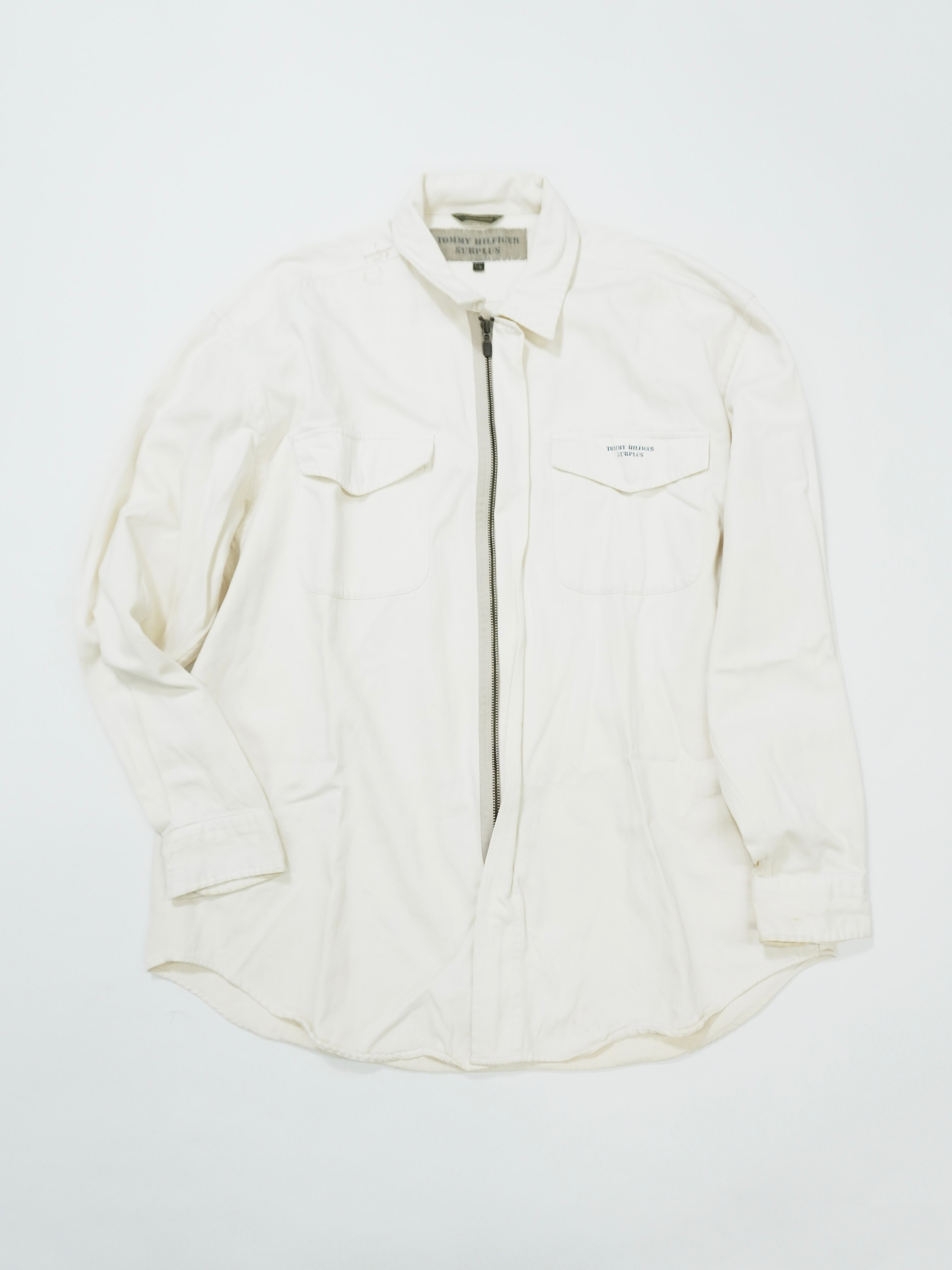 LACOSTE　ラコステ　ナイロンジャケット　フラップポケット　比翼仕立て　白　ホワイト　50/4サイズ