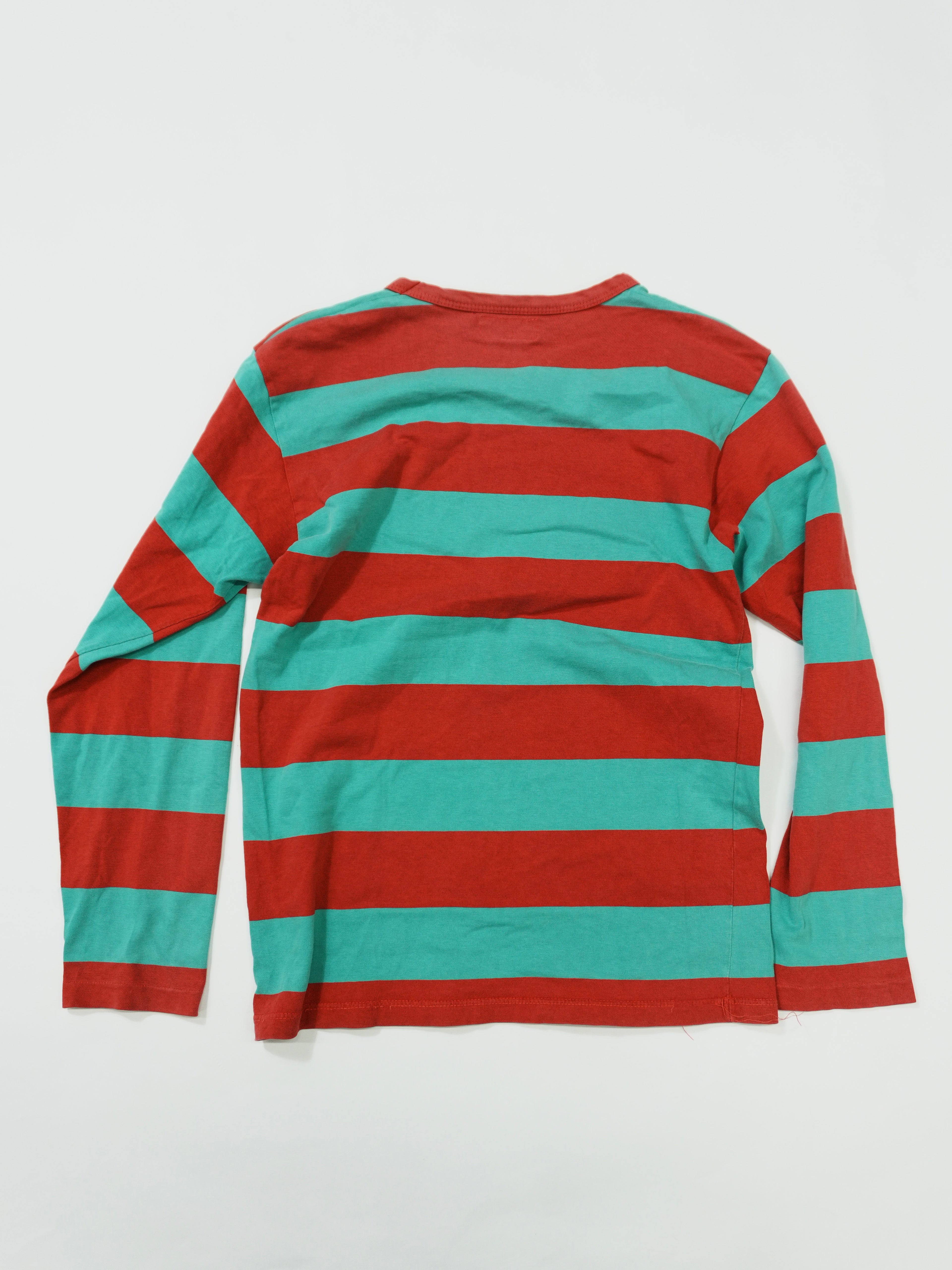 agnes b　アニエスベー　長袖Tシャツ/ロンT　ボーダー柄　バイカラー　赤　レッド　緑　グリーン