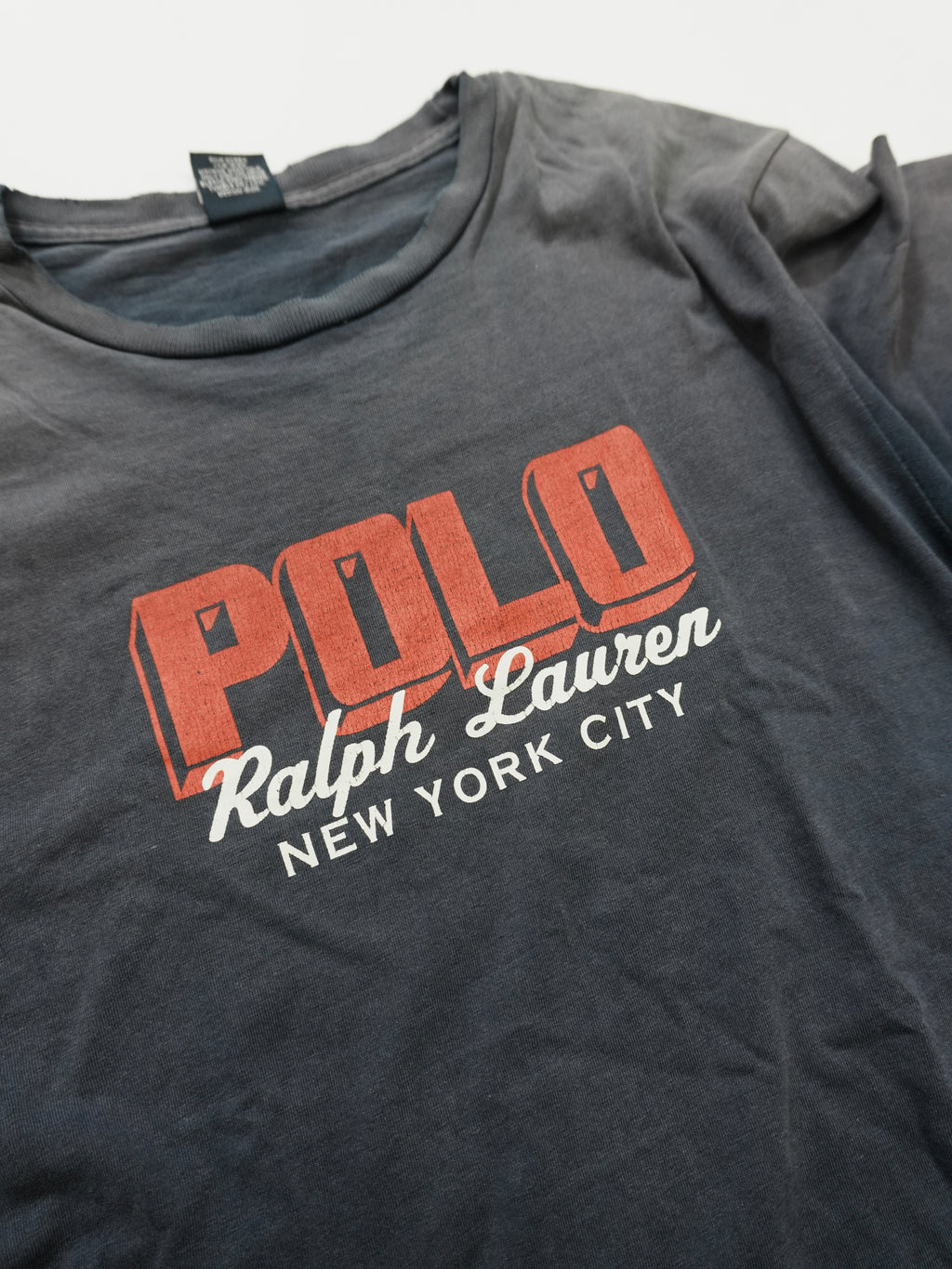 Polo by Ralph Lauan　ラルフローレン　半袖プリントTシャツ　フェード　紺　ネイビー　Lサイズ