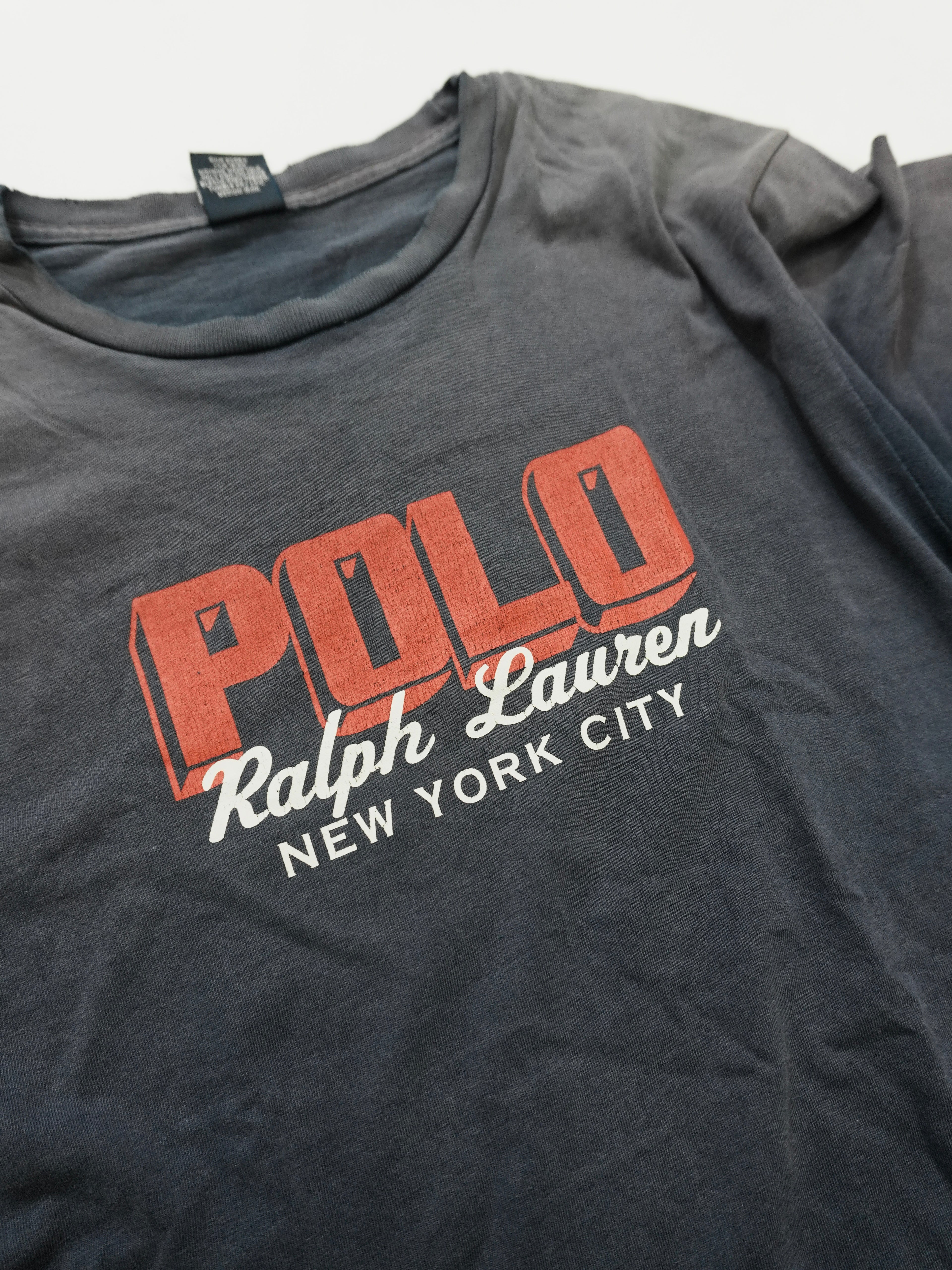 Polo by Ralph Lauan　ラルフローレン　半袖プリントTシャツ　フェード　紺　ネイビー　Lサイズ