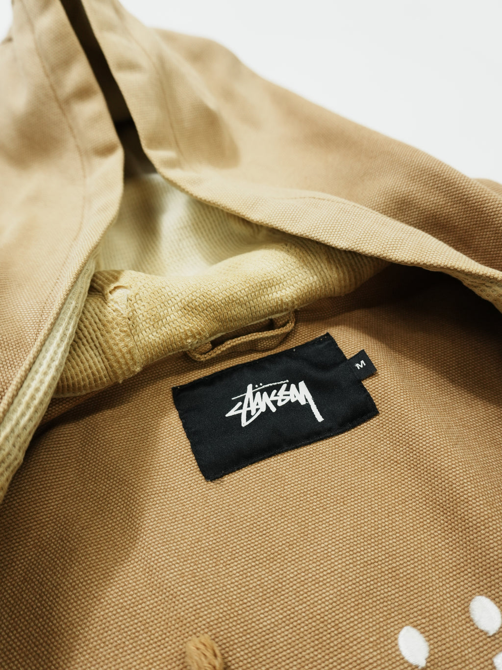 STUSSY　ステューシー　フルジップダックパーカー　アクティブジャケットタイプ　デカロゴ　ブラウン　Mサイズ
