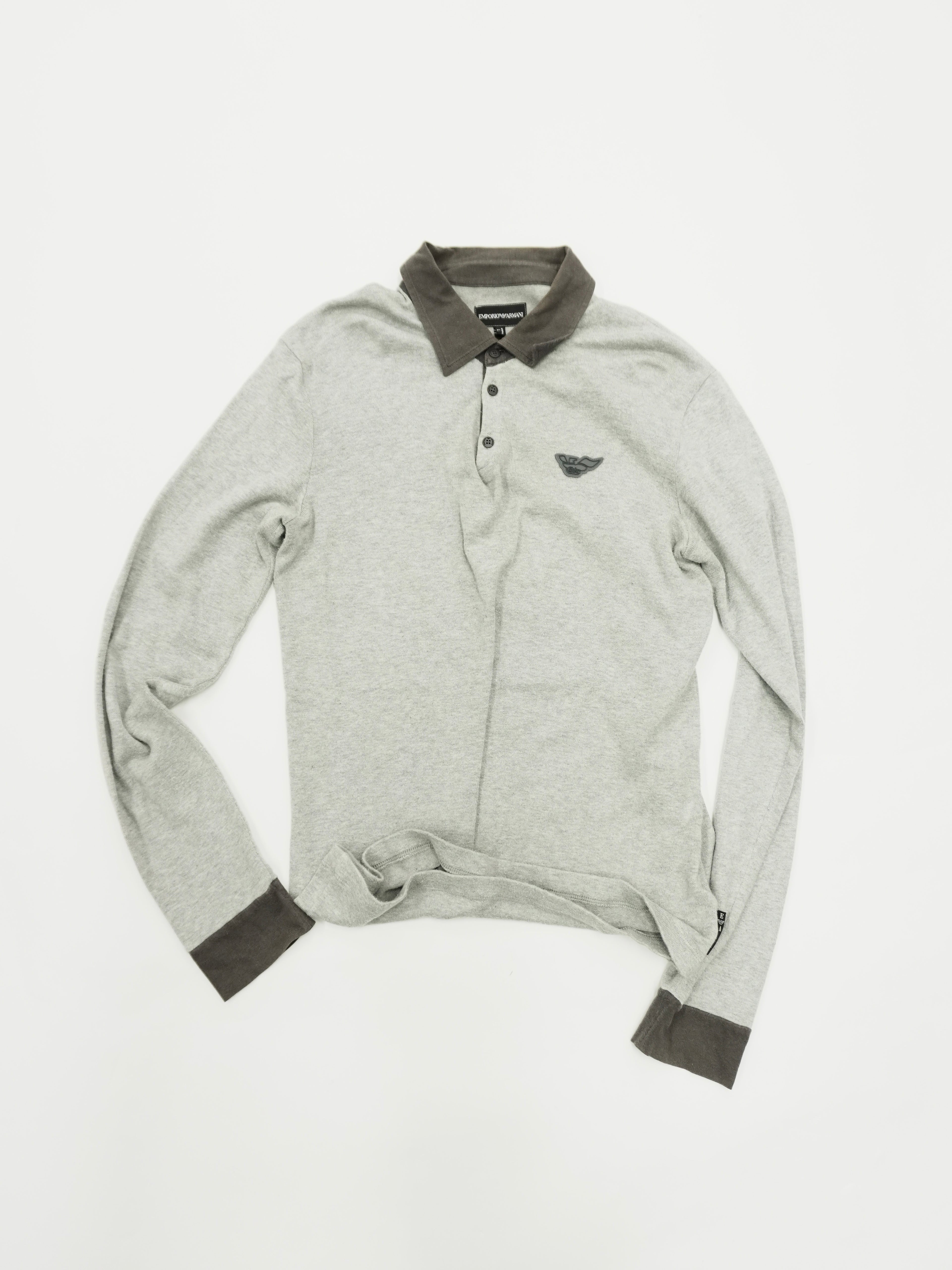 EMPORIO ARMANI　エンポリオアルマーニ　長袖ポロシャツ/ラガーシャツ　グレー　Lサイズ