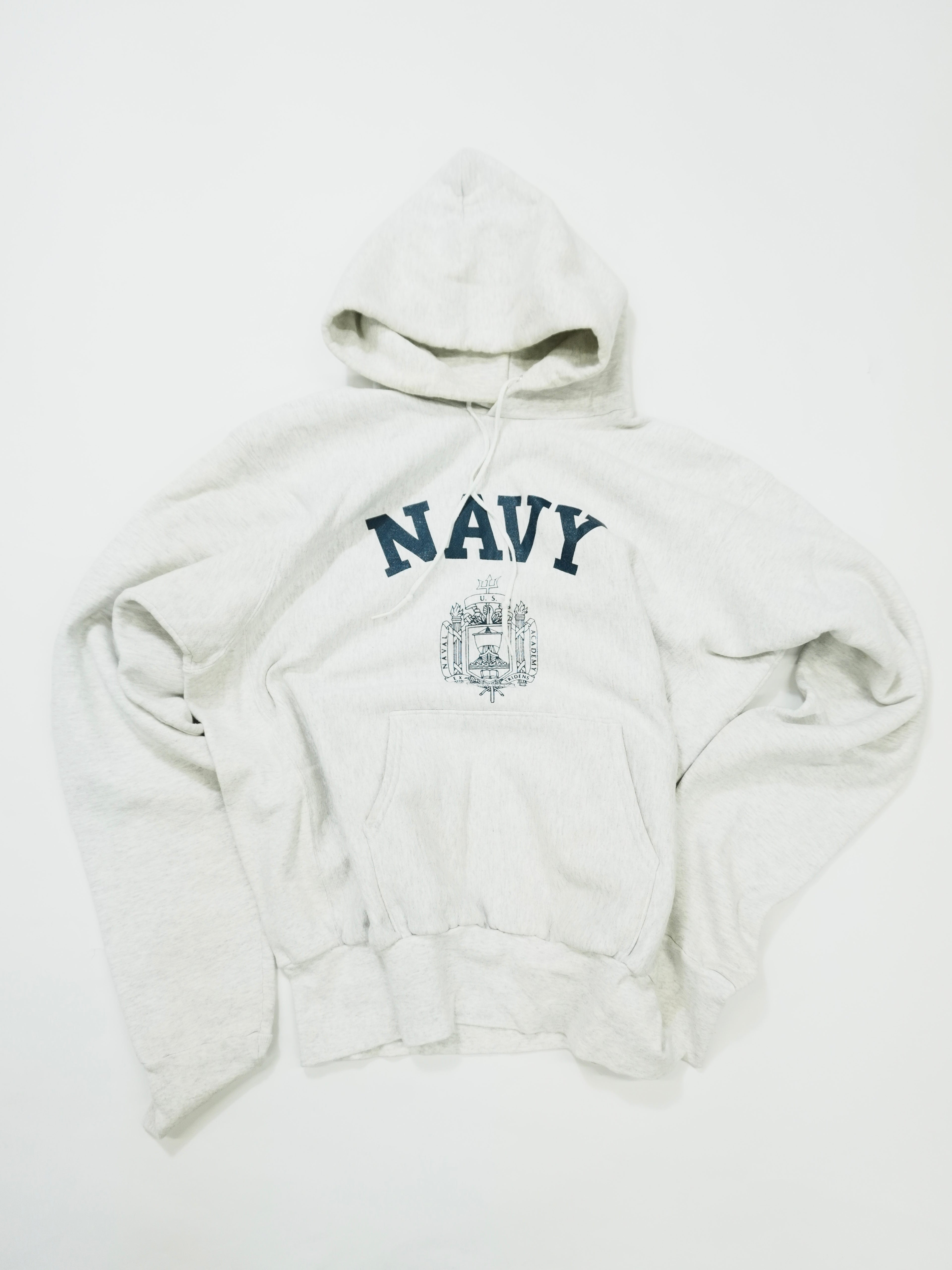 90s　U.S. NAVAL ACADEMY STORE　スウェットパーカー/フーディー　NAVY　霜降りグレー　