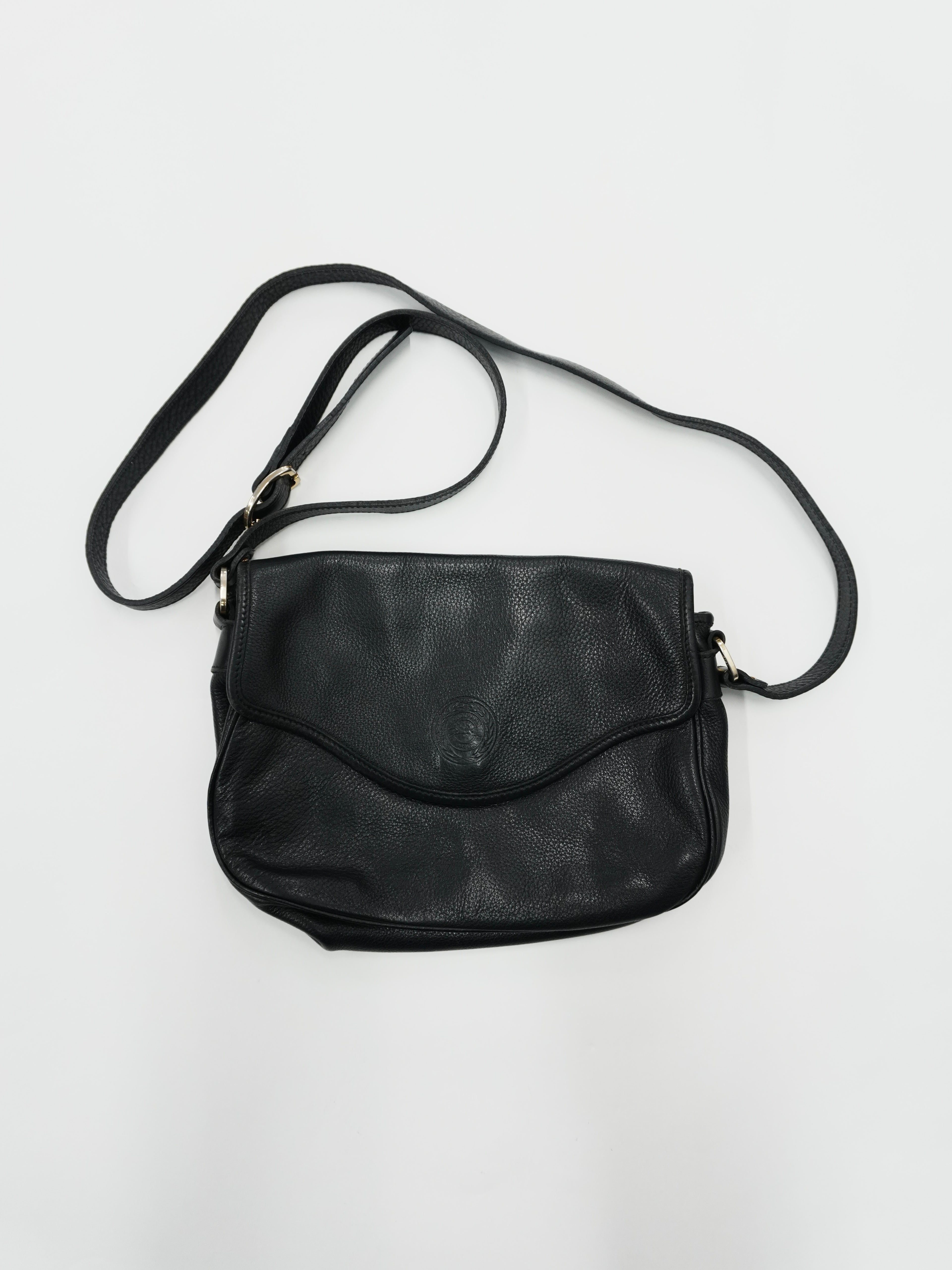 Longchamp　ロンシャン　レザーショルダーバッグ　黒　ブラック