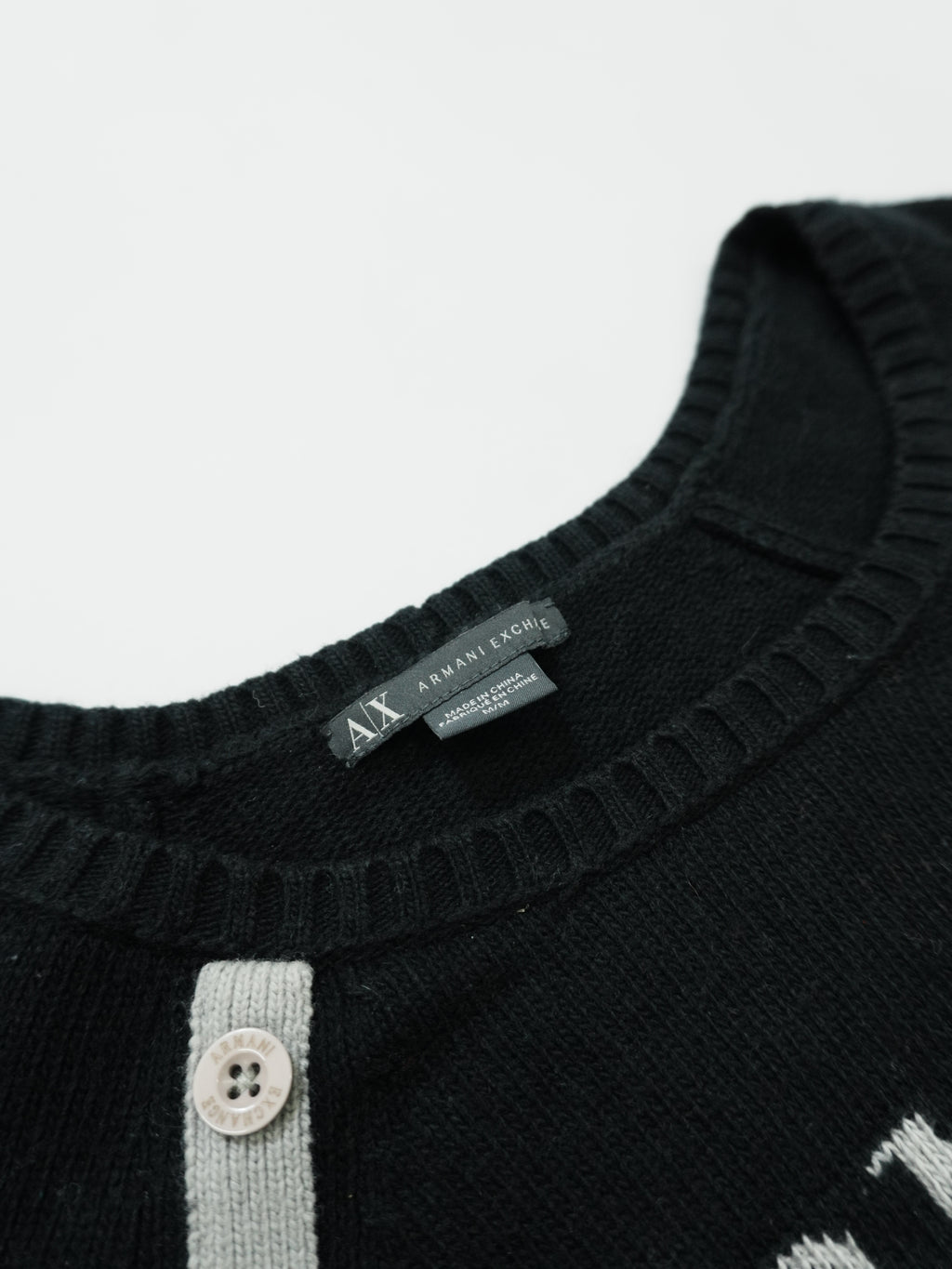 ARMANI EXCHANGE　アルマーニ エクスチェンジ　コットン二ットセーター　デカロゴ　黒　ブラック　Mサイズ　