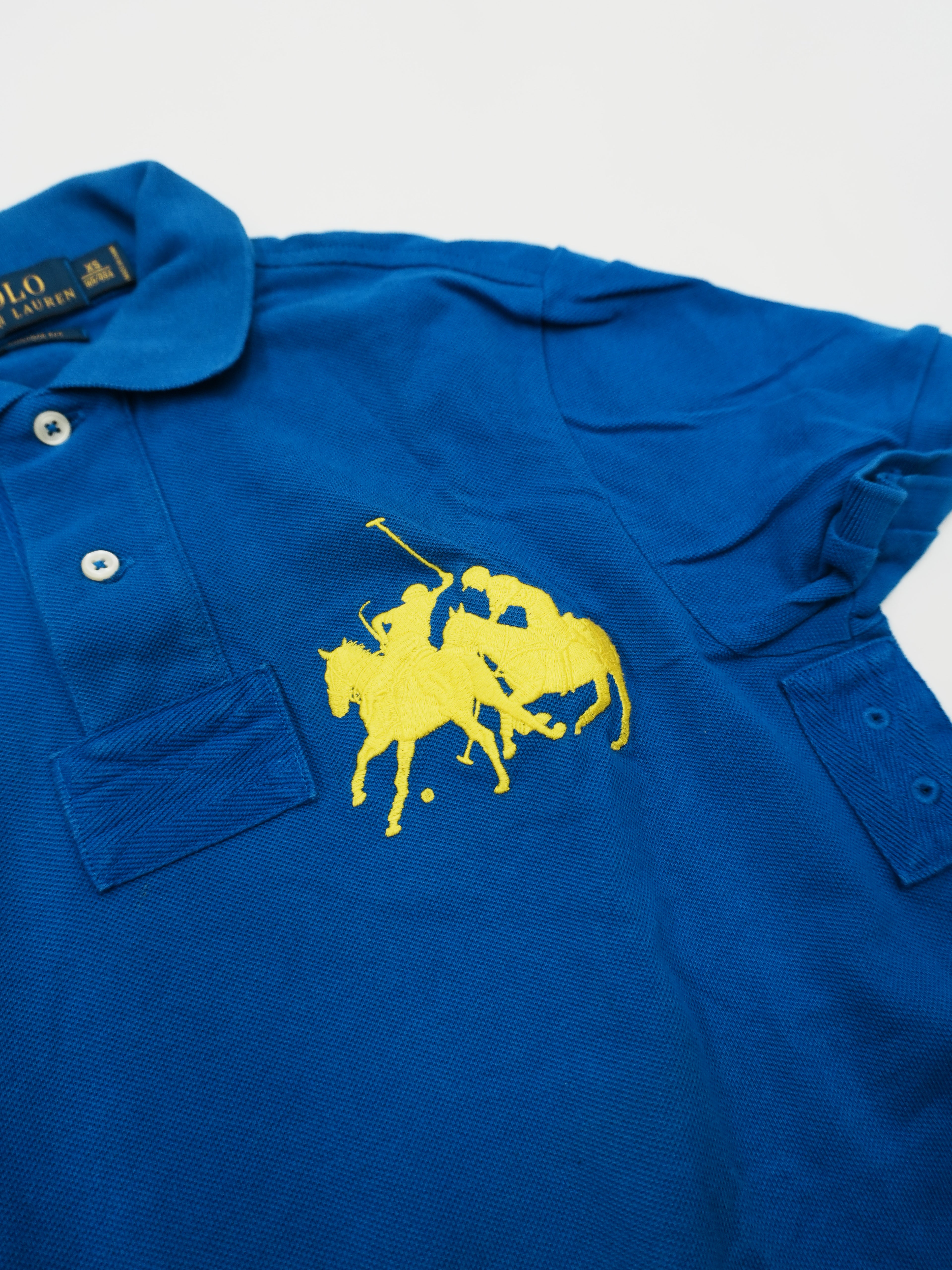 POLO RALPH LAUREN　ポロラルフローレン　半袖ポロシャツ　ダブルビッグポニー　青　ブルー　XSサイズ　