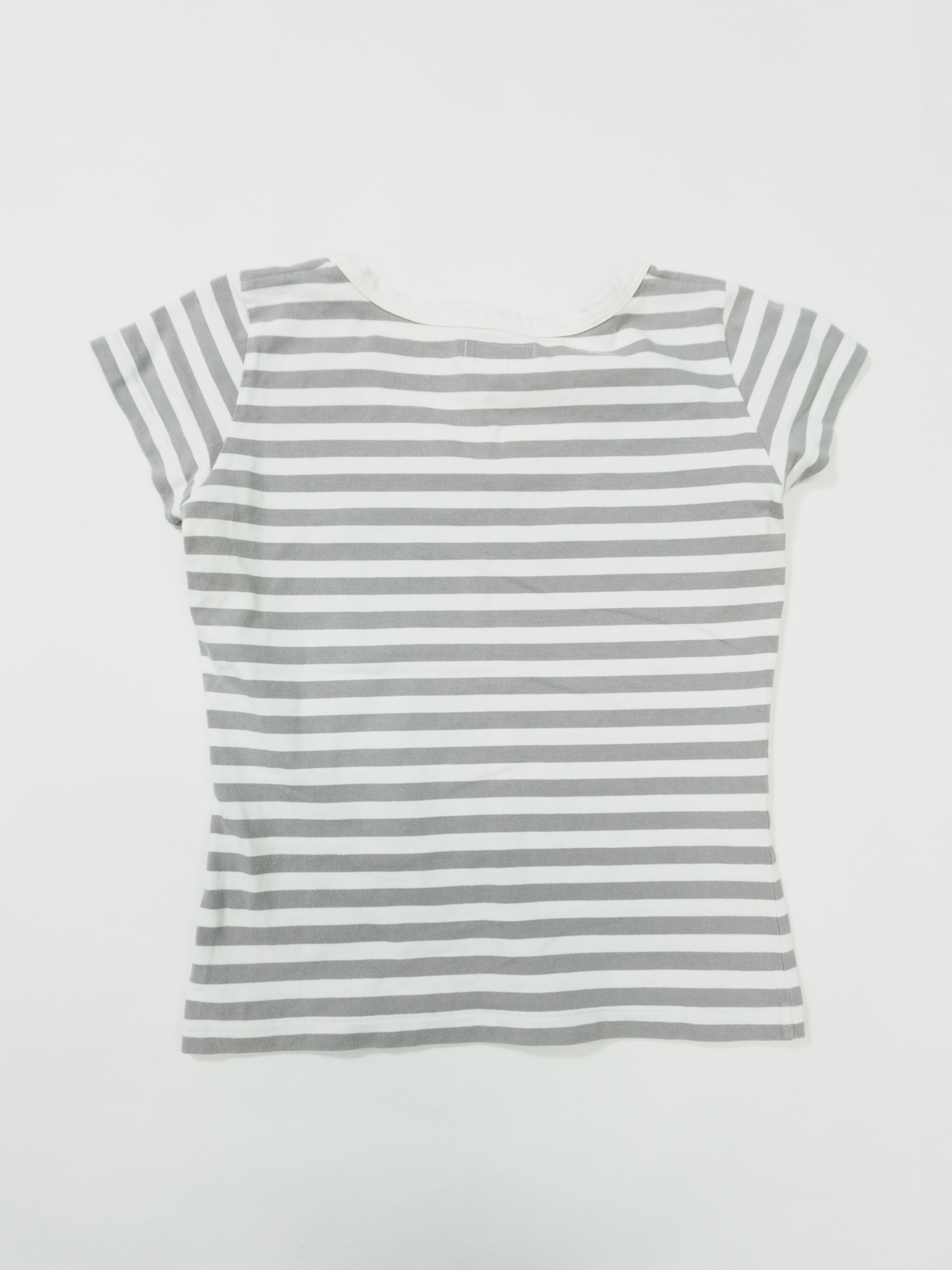 agnes b.　アニエスベー　半袖Tシャツ　ボーダー柄　バイカラー　白　ホワイト　灰色　グレー