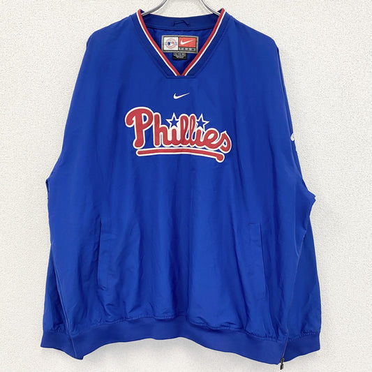 90s　NIKE　ナイキ　フィリーズ　プルオーバーナイロンジャケット　ヴィンテージ　MLB　青　XXLサイズ