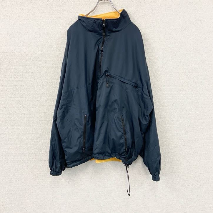 Three Season Jacket　ハーフジップナイロンプルオーバーフリースジャケット　リバーシブル　ネイビー　イエロー　2XLサイズ