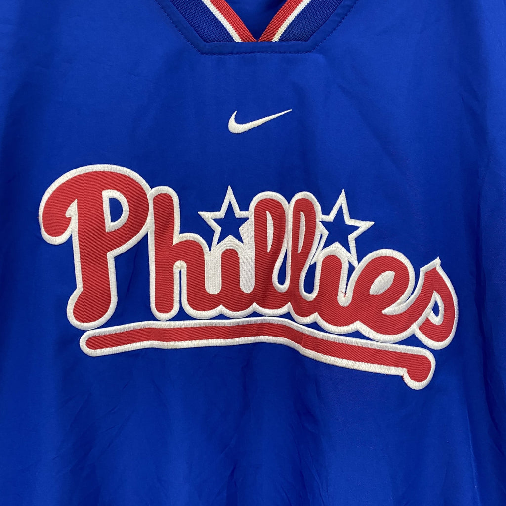 90s　NIKE　ナイキ　フィリーズ　プルオーバーナイロンジャケット　ヴィンテージ　MLB　青　XXLサイズ