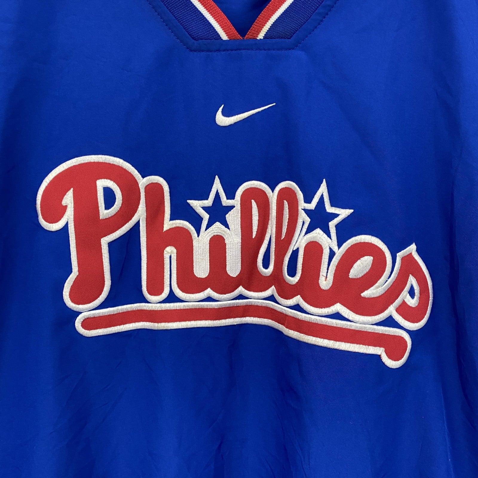 90s　NIKE　ナイキ　フィリーズ　プルオーバーナイロンジャケット　ヴィンテージ　MLB　青　XXLサイズ