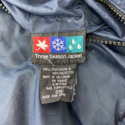 90s～　Three Season Jacket　アノラックパーカー　フリースジャケット　リバーシブル　ネイビー　イエロー　2XLサイズ
