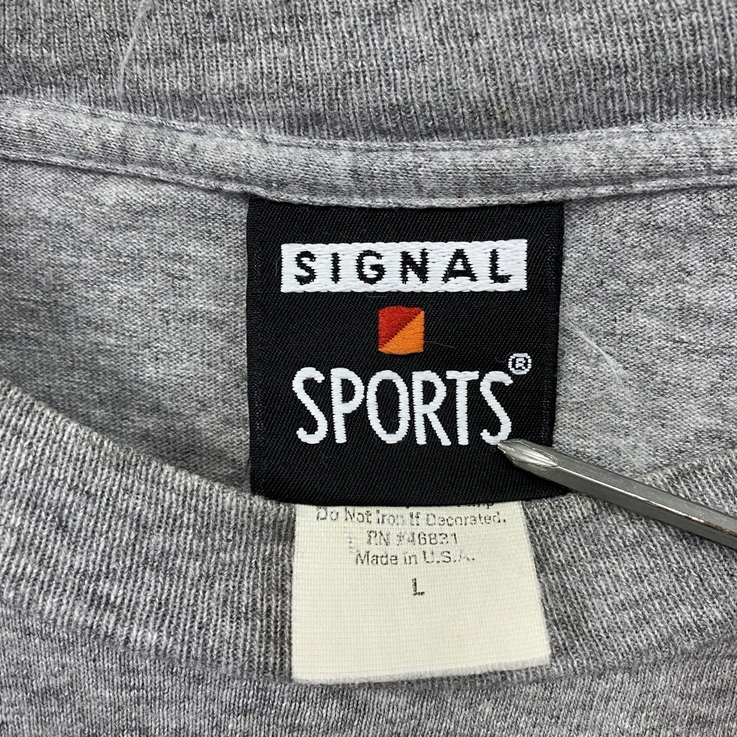 Signal Sports　シグナルスポーツ　長袖Tシャツ/ロンT　カレッジロゴ　グレー　Lサイズ