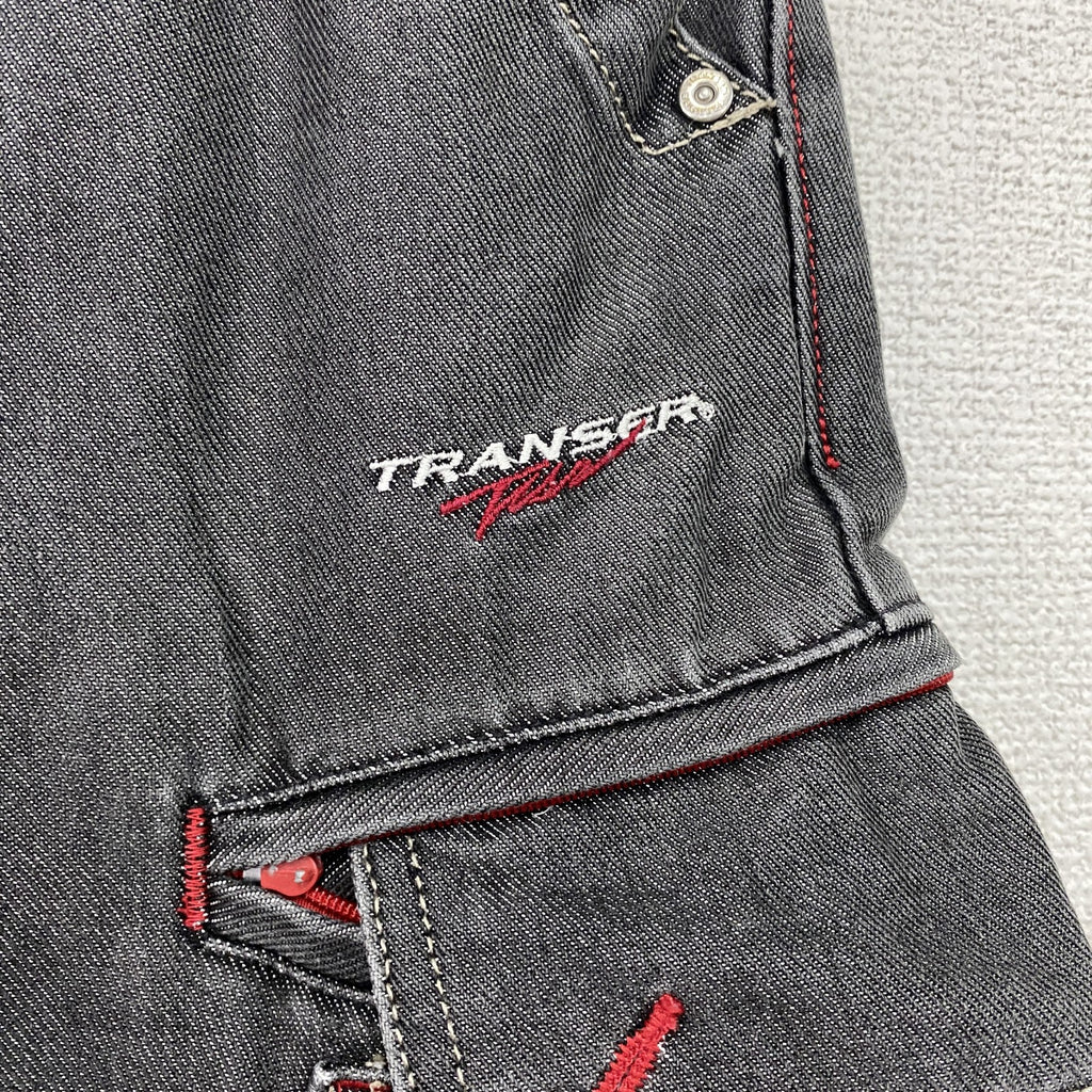 90s～　Transer　トランスファー　ブラックデニムパンツ　ブラックカーゴパンツ　ダブルニー　ヴィンテージ　黒　ブラック