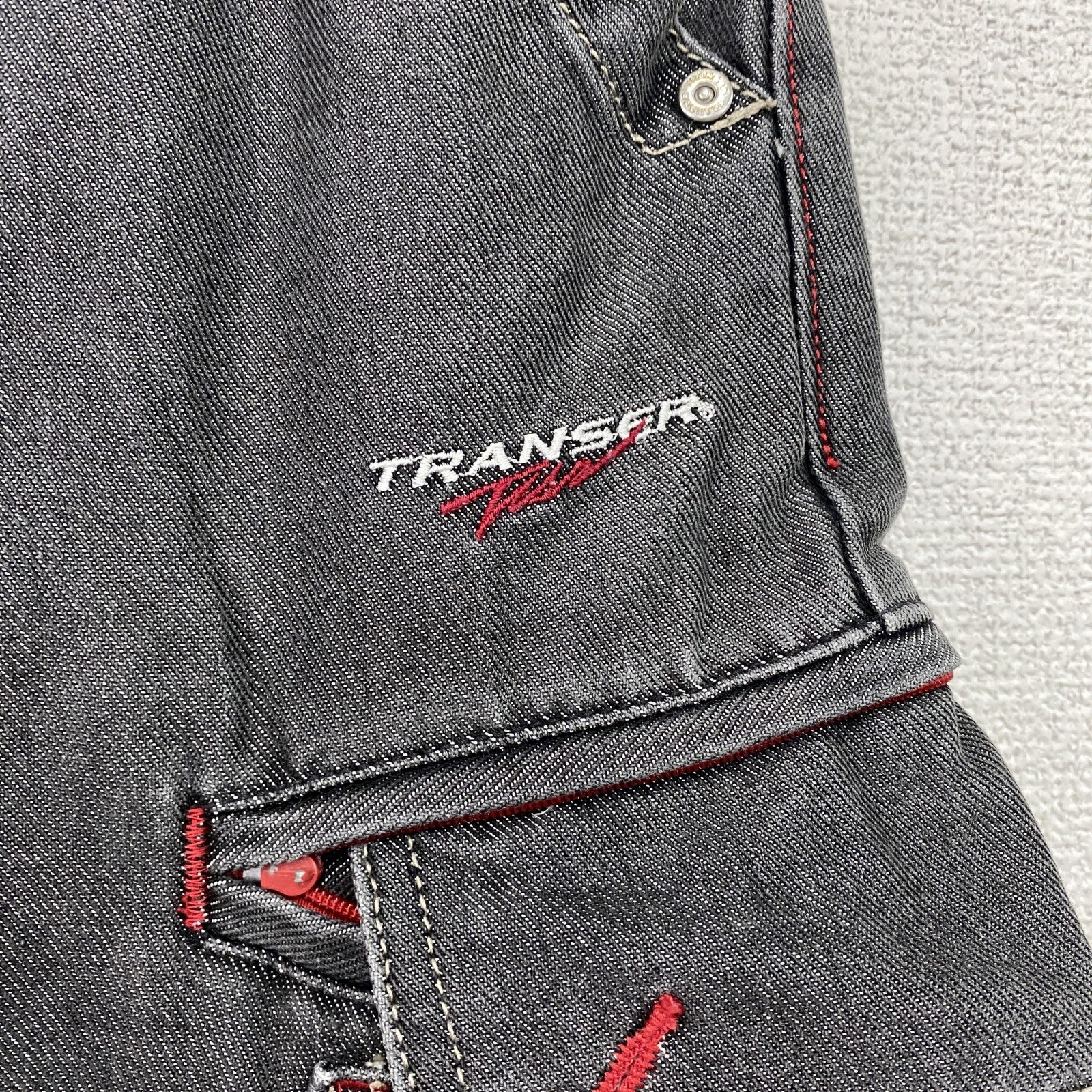 90s～　Transer　トランスファー　ブラックデニムパンツ　ブラックカーゴパンツ　ダブルニー　ヴィンテージ　黒　ブラック
