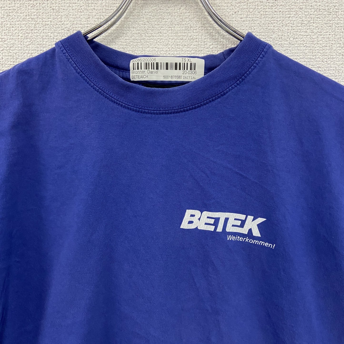 T-TIME　BETEK　ベーテック　半袖プリントTシャツ　企業T　青　ブルー　XLサイズ