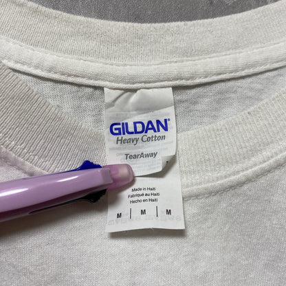 古着 used　GILDAN ギルダン　半袖プリントTシャツ　ホワイト　白　アメフト　スーパーボウル　2018　レトロ　Mサイズ