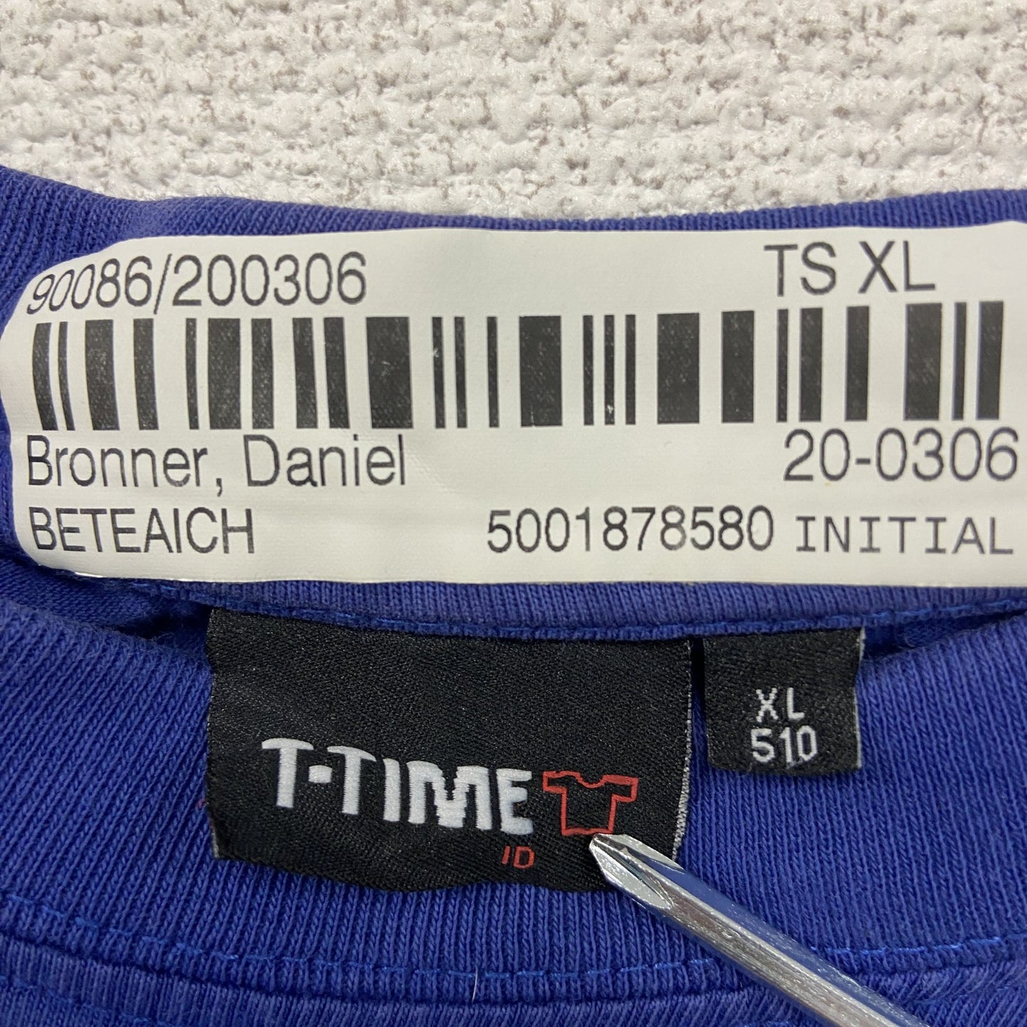 T-TIME　BETEK　ベーテック　半袖プリントTシャツ　企業T　青　ブルー　XLサイズ