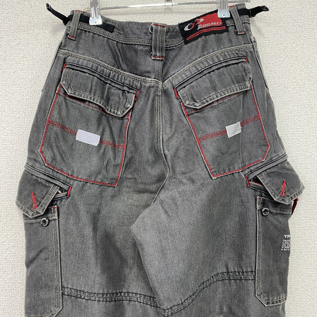 90s～　Transer　トランスファー　ブラックデニムパンツ　ブラックカーゴパンツ　ダブルニー　ヴィンテージ　黒　ブラック