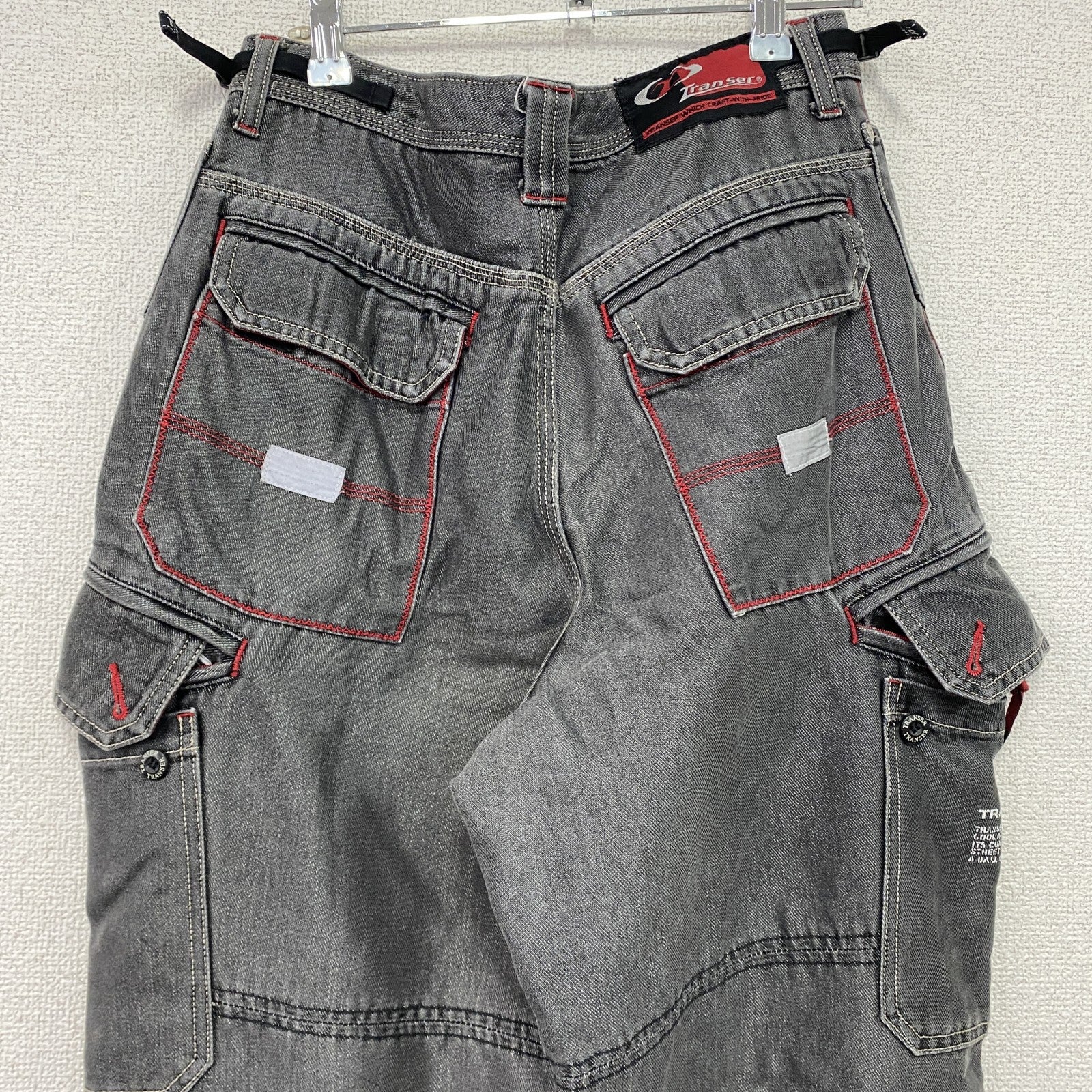 90s～　Transer　トランスファー　ブラックデニムパンツ　ブラックカーゴパンツ　ダブルニー　ヴィンテージ　黒　ブラック
