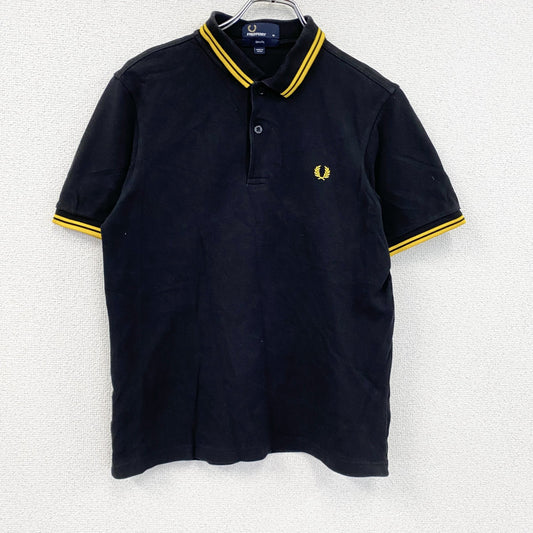 FREDPERRY　フレッドペリー　半袖ポロシャツ　刺繍ロゴ　黒　ブラック　Mサイズ